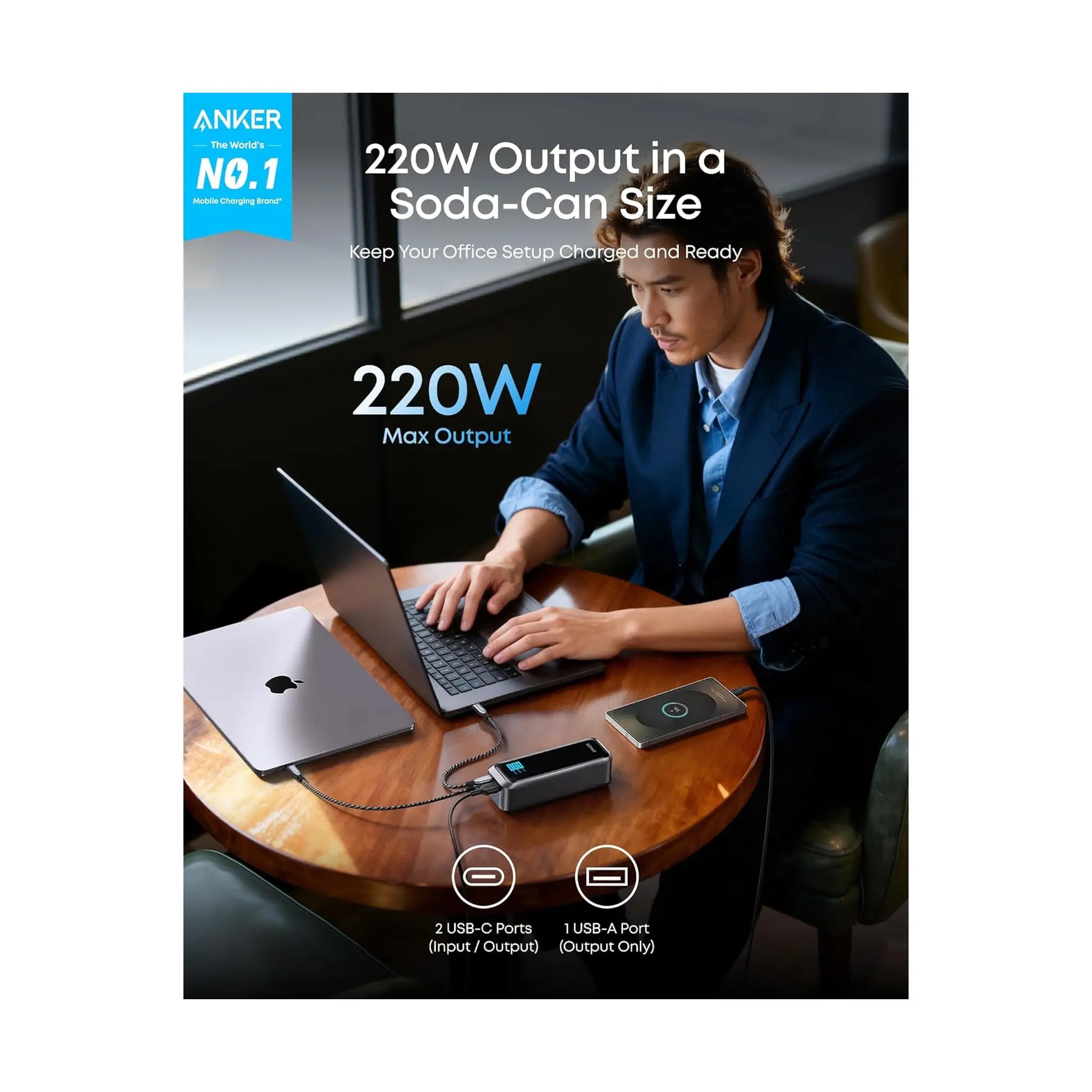 Anker Prime Power Bank – 20,100mAh 3-Port 220W Two-Way Fast Charging Portable Charger
