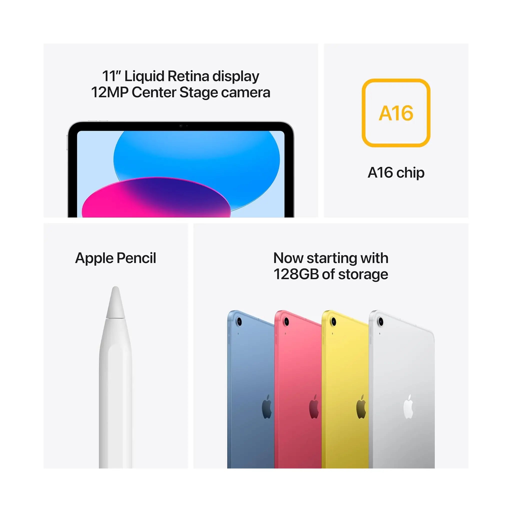 Apple iPad 11-inch (2025) - A16 Chip, Liquid Retina Display, 12MP Front & Rear Cameras, Touch ID, All-Day Battery Life