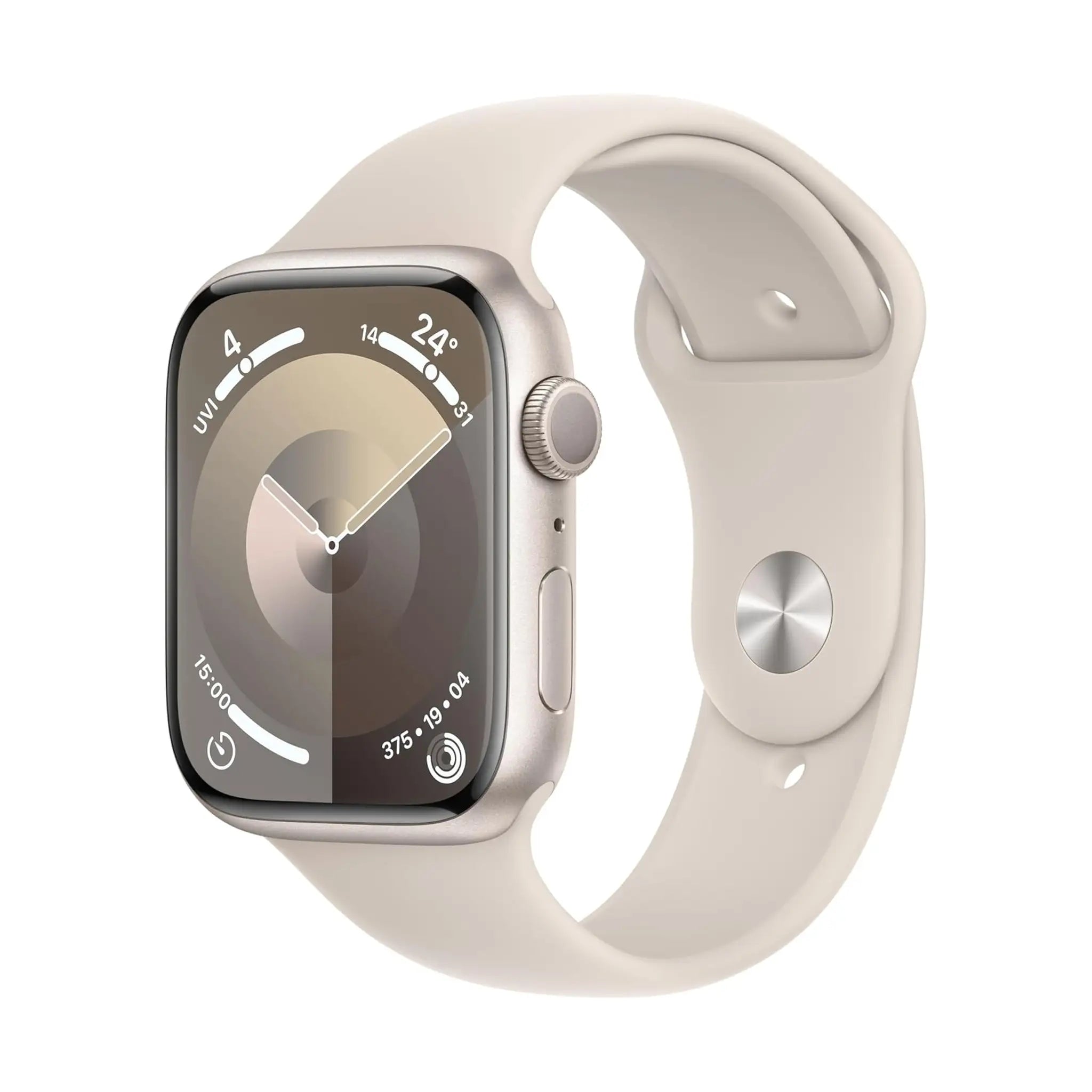 Apple Watch Series 9 (GPS, Renewed) - 41mm, Starlight Aluminum, Starlight Sport Band - M/L
