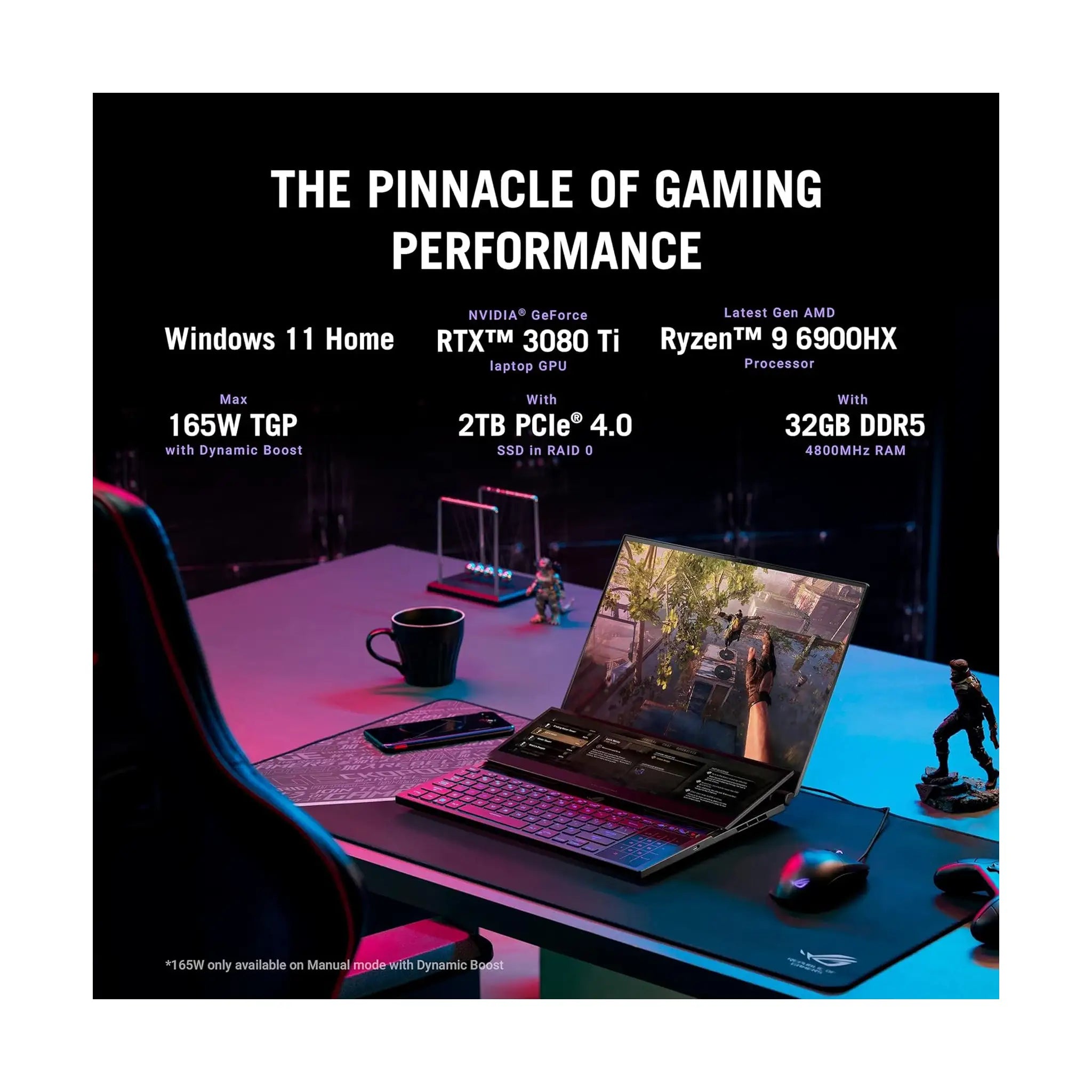 ASUS ROG Zephyrus Duo 16 - 16" QHD+ 165Hz, Ryzen 9 6900HX, RTX 3080 Ti, 32GB RAM, 2TB SSD