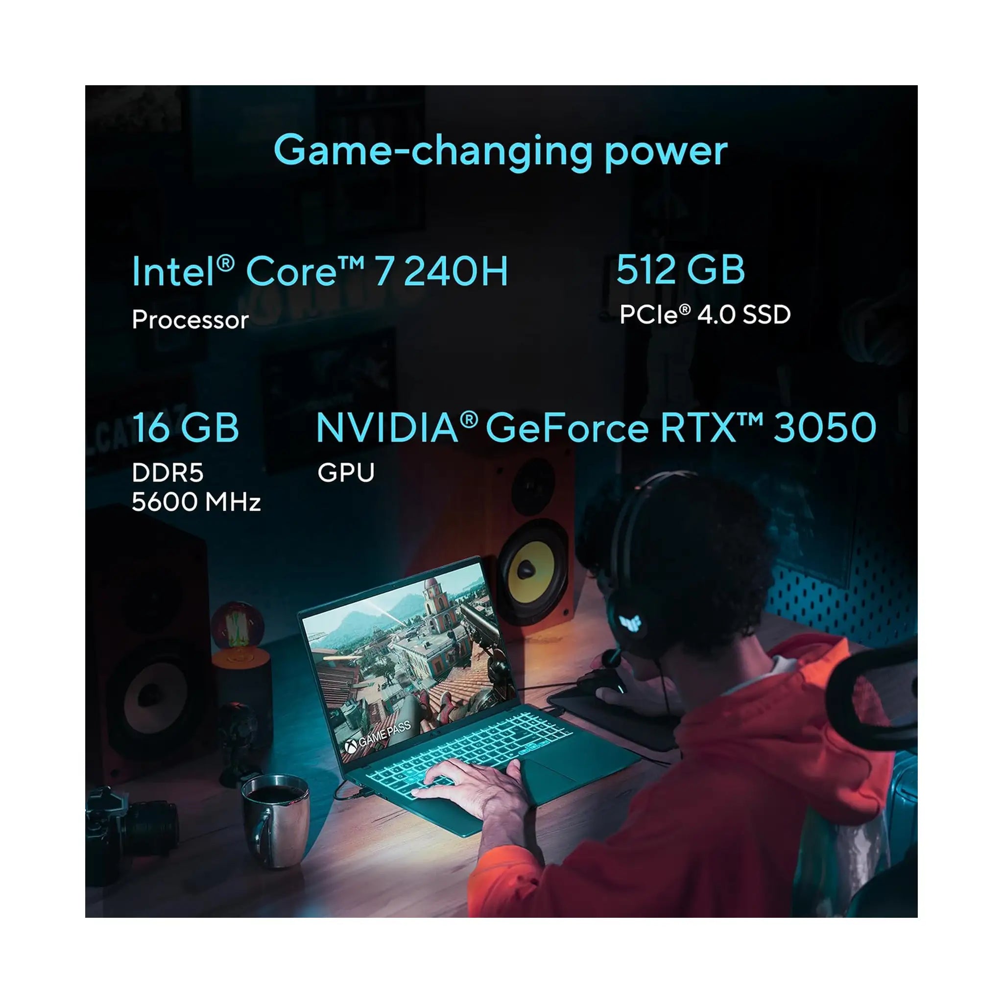 ASUS V16 Gaming Laptop – 16" WUXGA 144Hz, Intel Core 7 240H, GeForce RTX 3050, 16GB RAM, 512GB SSD, Windows 11