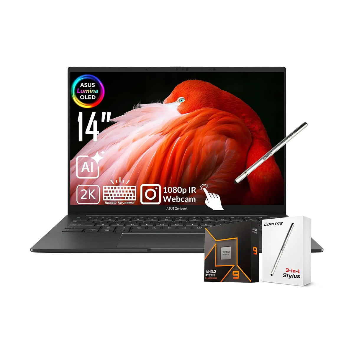 ASUS Zenbook 14 Laptop (2026) β 14" WUXGA OLED Touch, AMD Ryzen AI 9 465, 16GB RAM, Windows 11