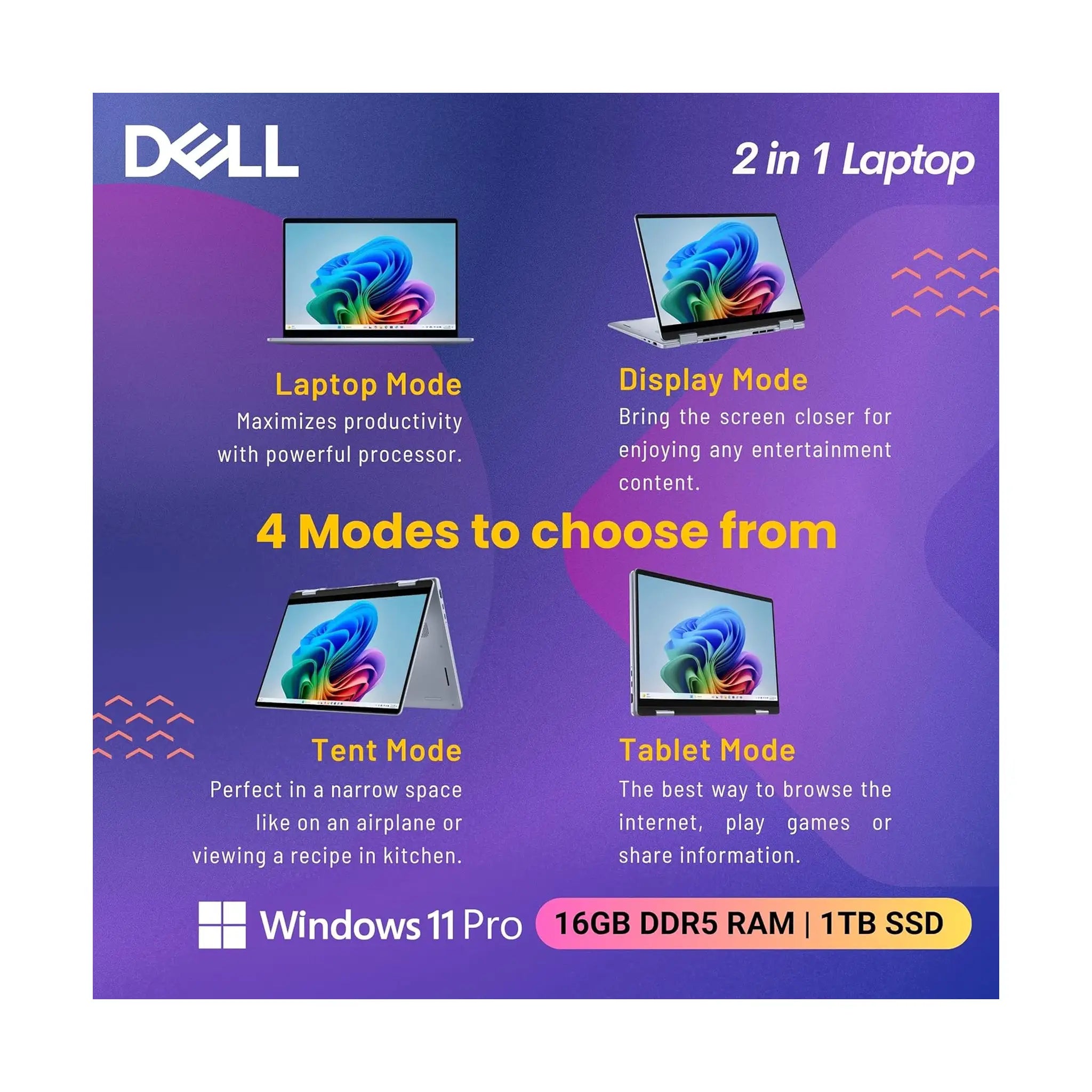 Dell 14 Plus 2‑in‑1 – 14" 2K Touchscreen Laptop (2025), Core Ultra 7 256V, 16GB DDR5, 1TB SSD, Windows 11 Pro, Ice Blue