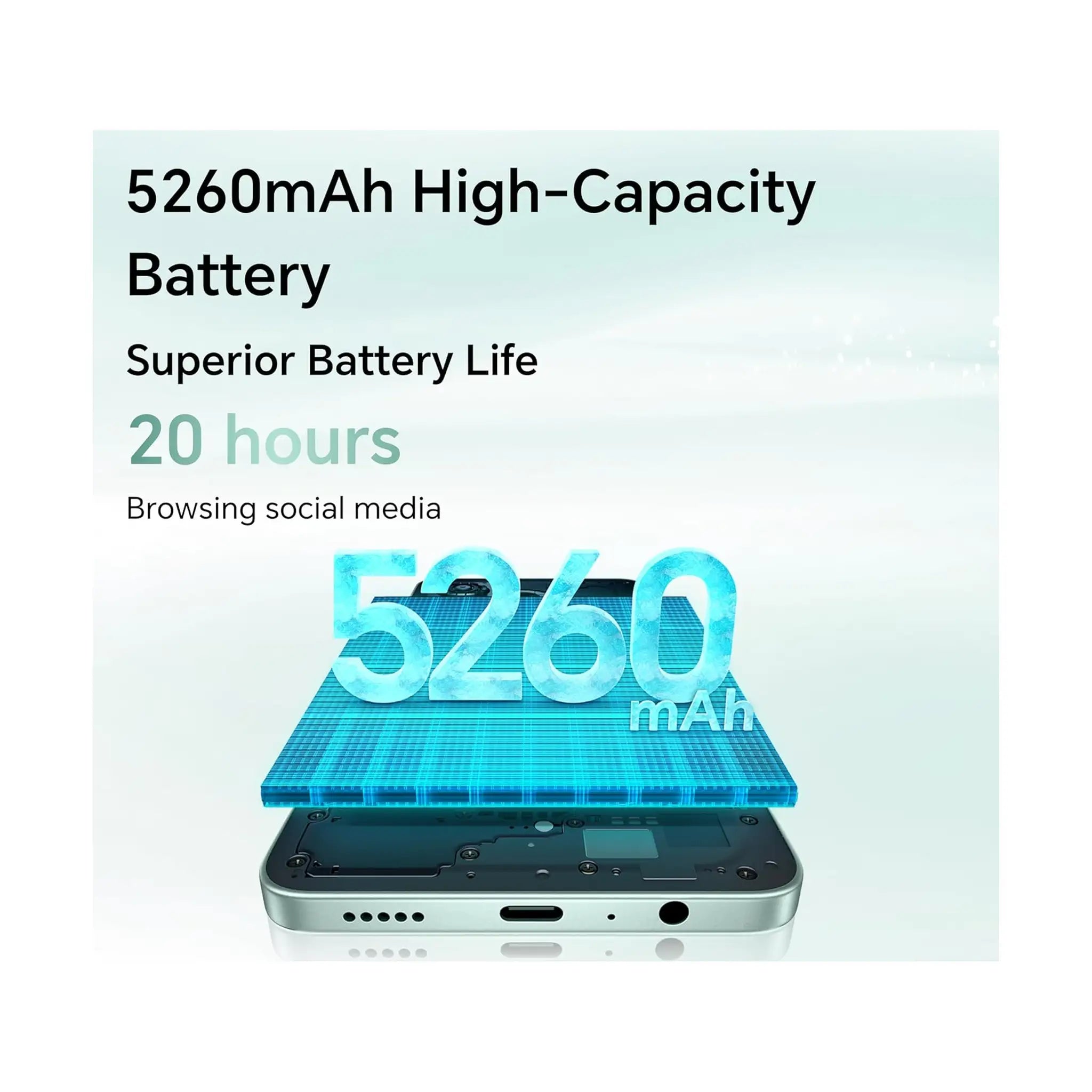 HONOR X5c Plus 4G Smartphone – 6.74" 90Hz Display, 4GB RAM, 128GB Storage, 5260mAh Battery, 50MP Camera, Ocean Cyan