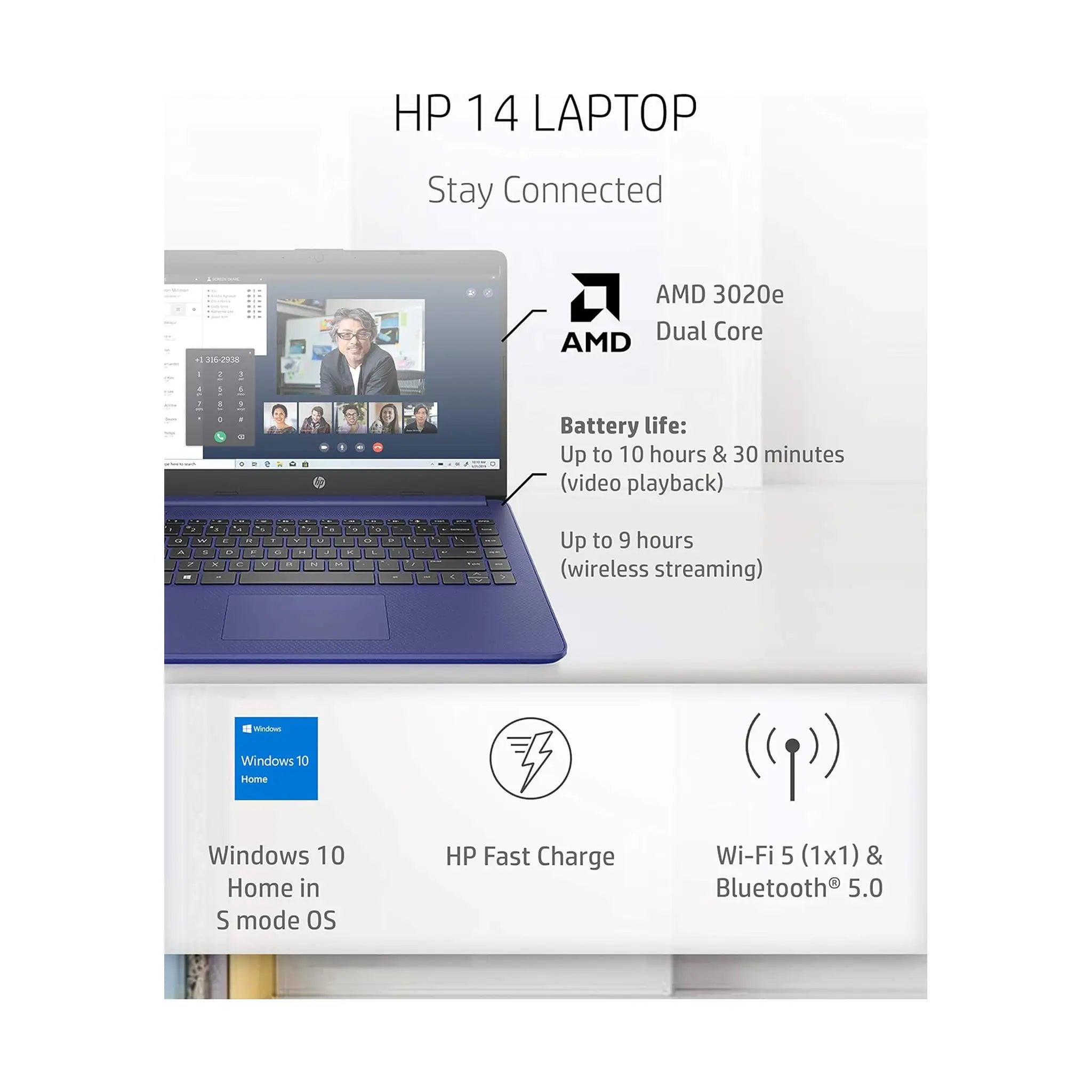 HP Laptop 14 - 14" HD Touchscreen, AMD 3020e Proessor
