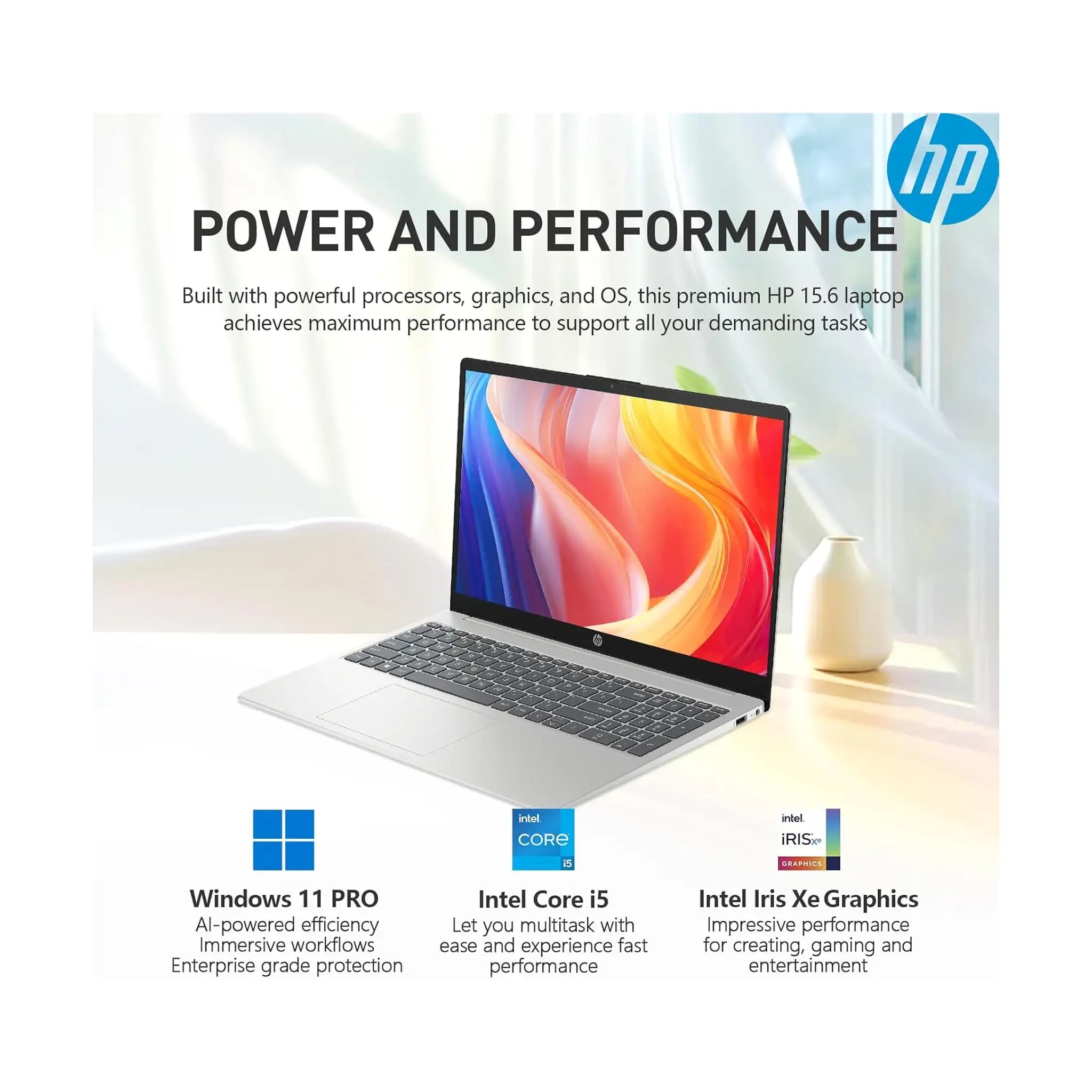 HP 15.6" Laptop (2025) – FHD, Intel Core i5, 32GB RAM, 1.5TB SSD, Windows 11 Pro