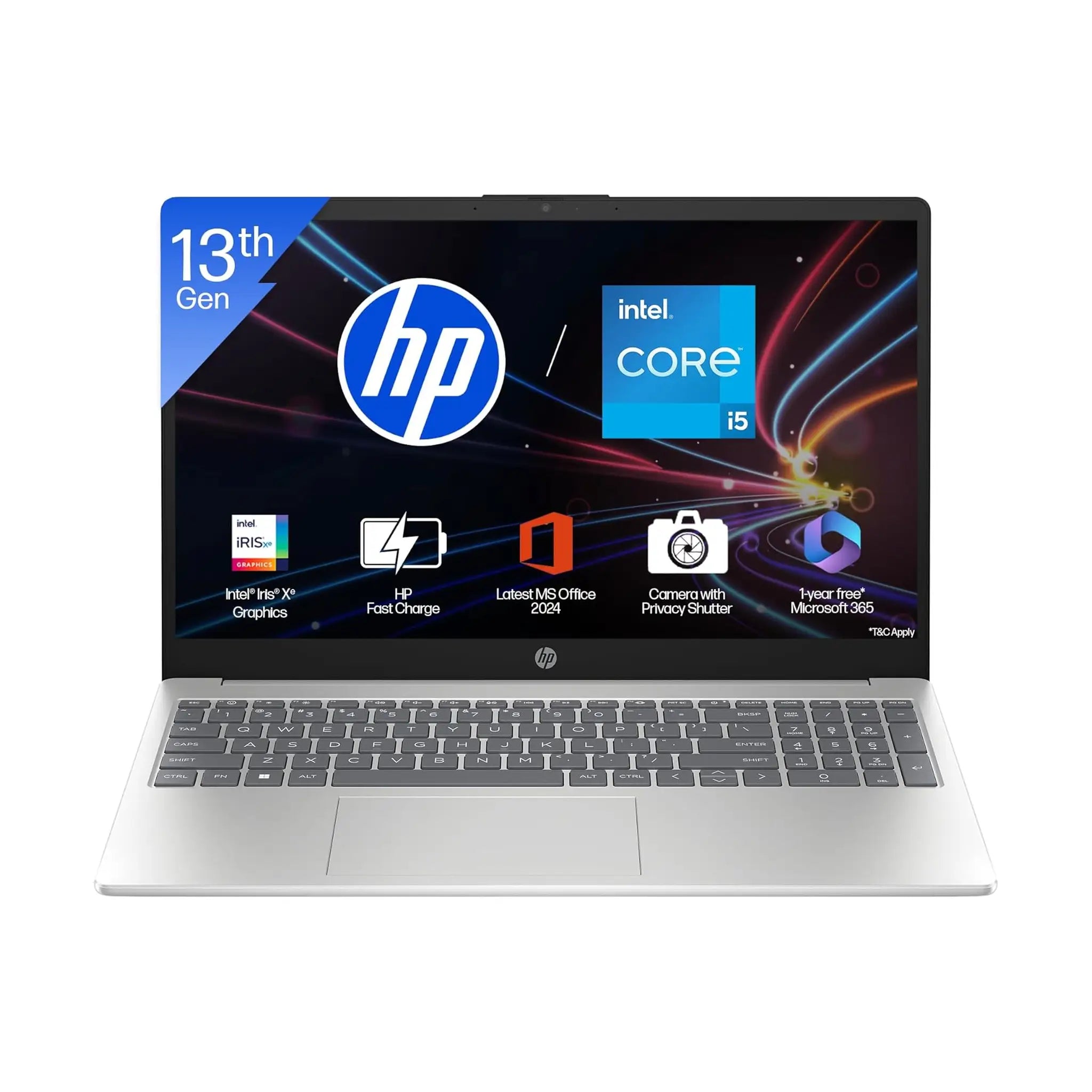 HP 15-fd Laptop (2024) – 15.6" FHD Display, Intel Core i5-1334U, 16GB DDR4, 512GB SSD, Windows 11, Silver