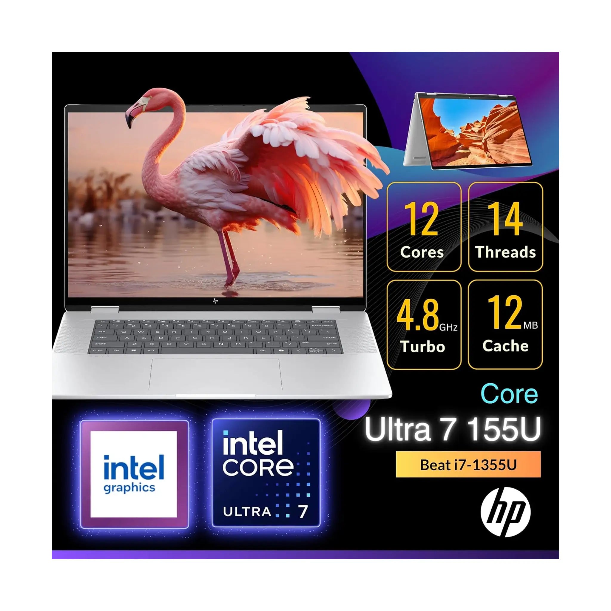 HP Envy x360 2-in-1 Laptop (2024) – 16" WUXGA Touch, Core Ultra 7 155U, 16GB DDR5, 2TB SSD, Windows 11, Silver