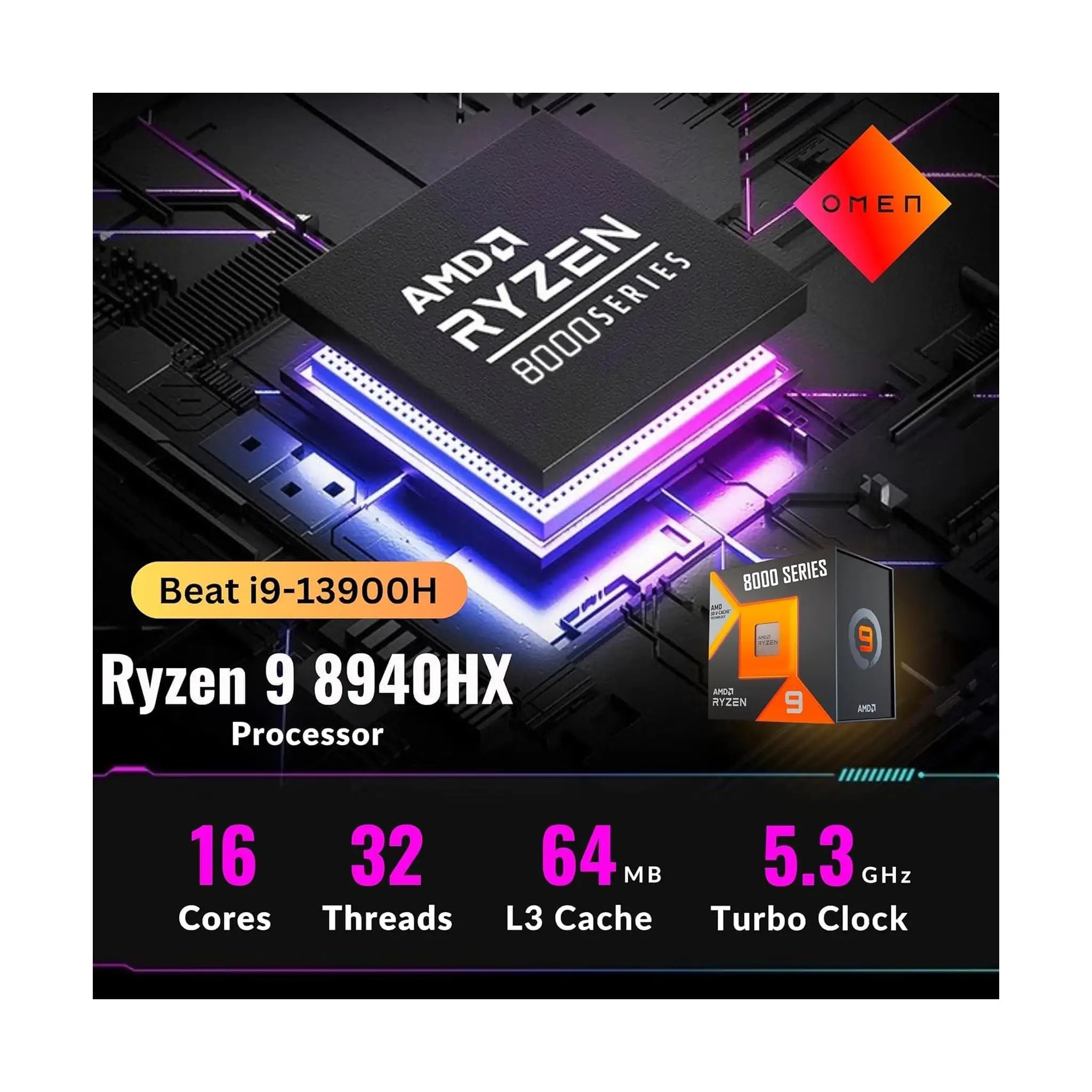 HP OMEN 16 Gaming (2025) Laptop – 16" FHD 144Hz, AMD Ryzen 9 8940HX, RTX 5060, 16GB RAM, 512GB SSD, Windows 11