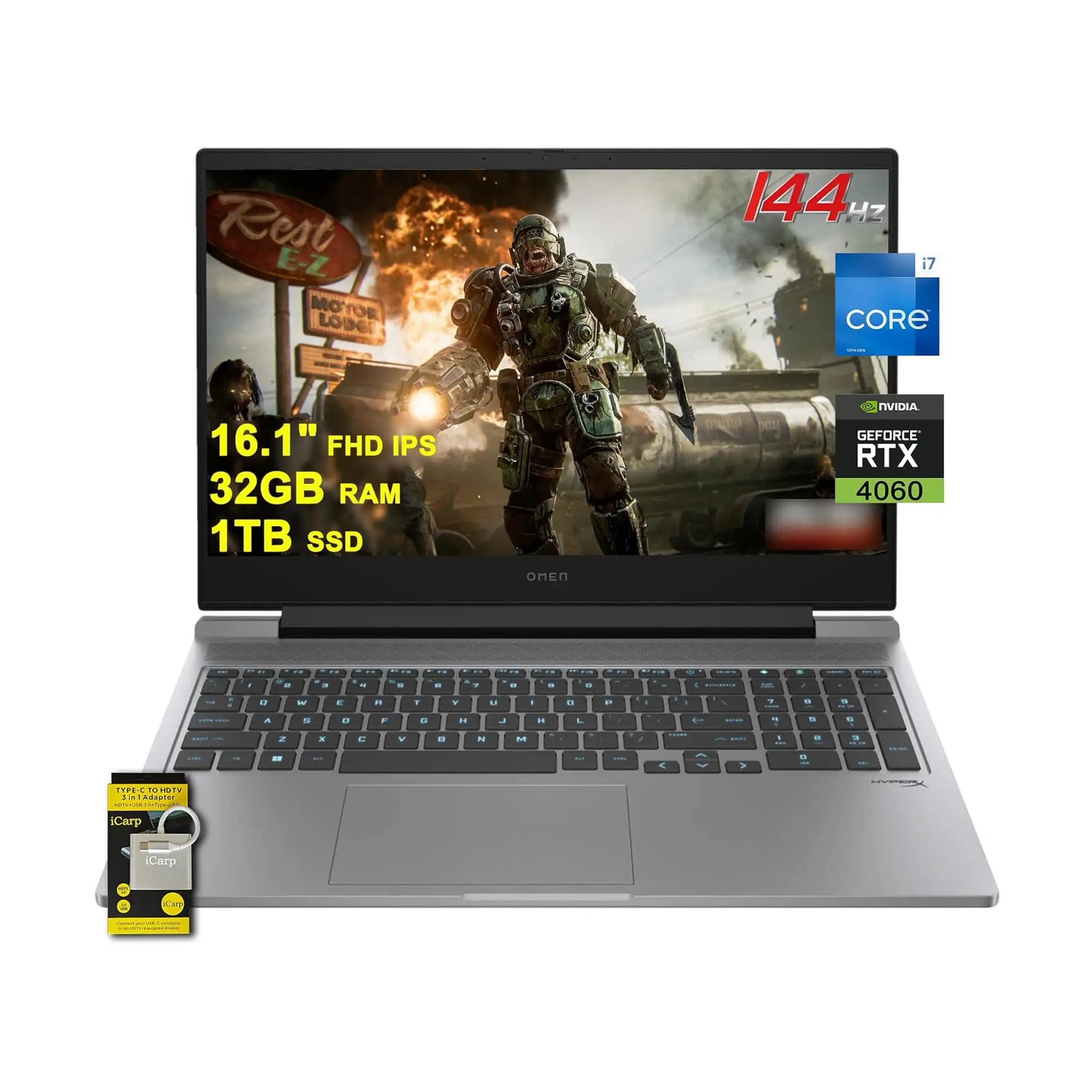 HP Omen 16 Gaming Laptop (2024) – 16.1" FHD 144Hz, Intel Core i7-14650HX, 32GB RAM, 1TB SSD, GeForce RTX 4060 8GB, Windows 11