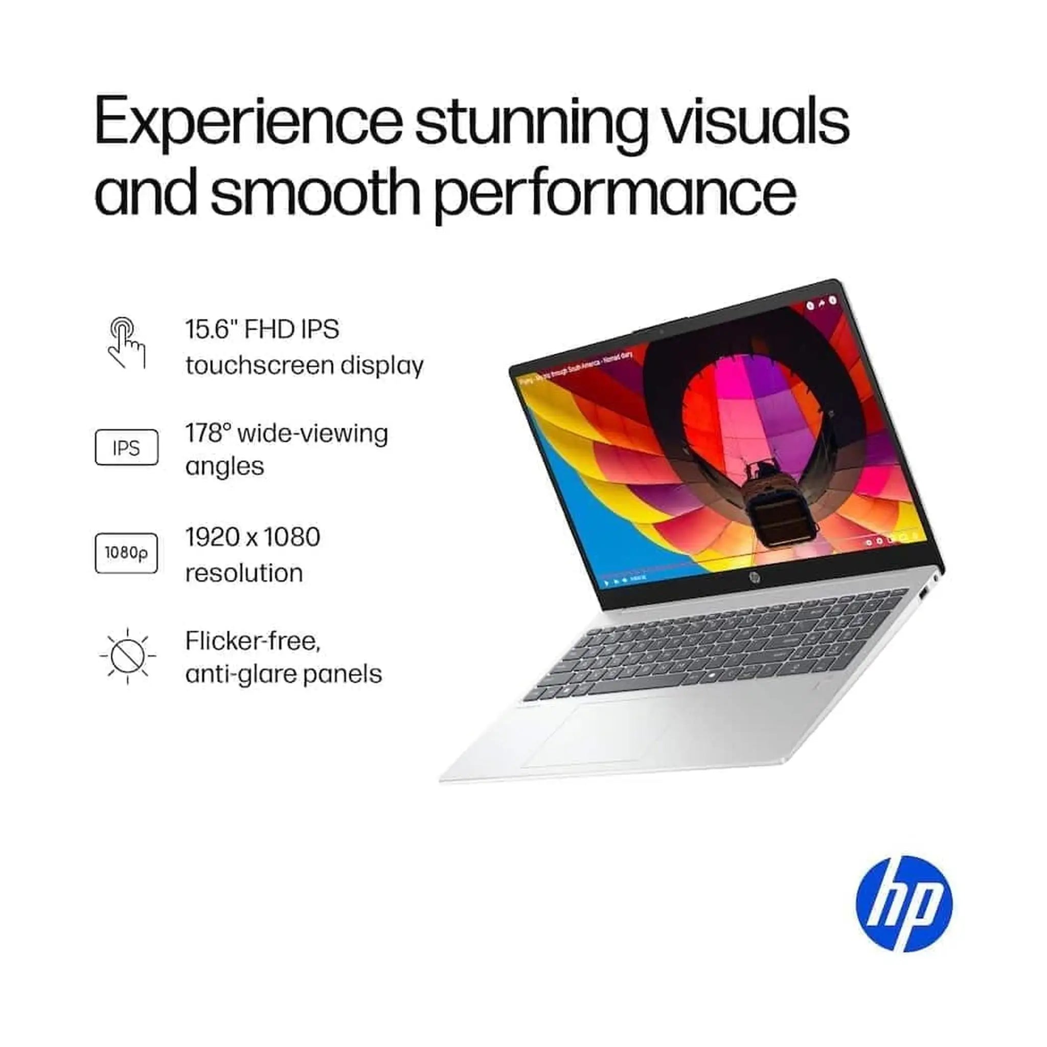 HP OmniBook 3 15.6" Next Gen AI Laptop (2025) – FHD Display Touchscreen, 16GB RAM DDR5, 512GB SSD, AMD Ryzen AI 5 330, Radeon 820M Graphics, Windows 11 Pro, Glacier Silver