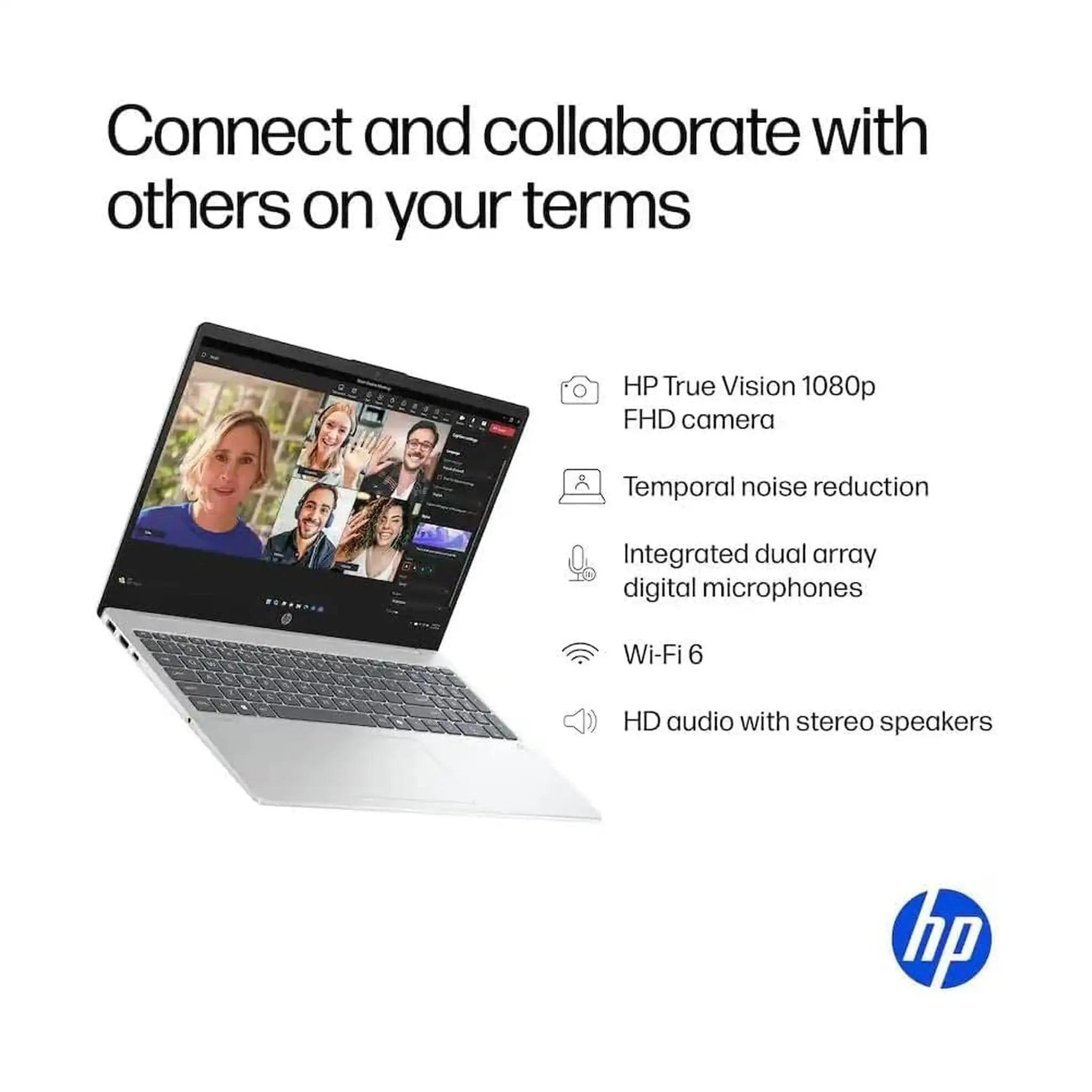 HP OmniBook 3 15.6" Next Gen AI Laptop (2025) – FHD Display Touchscreen, 16GB RAM DDR5, 512GB SSD, AMD Ryzen AI 5 330, Radeon 820M Graphics, Windows 11 Pro, Glacier Silver