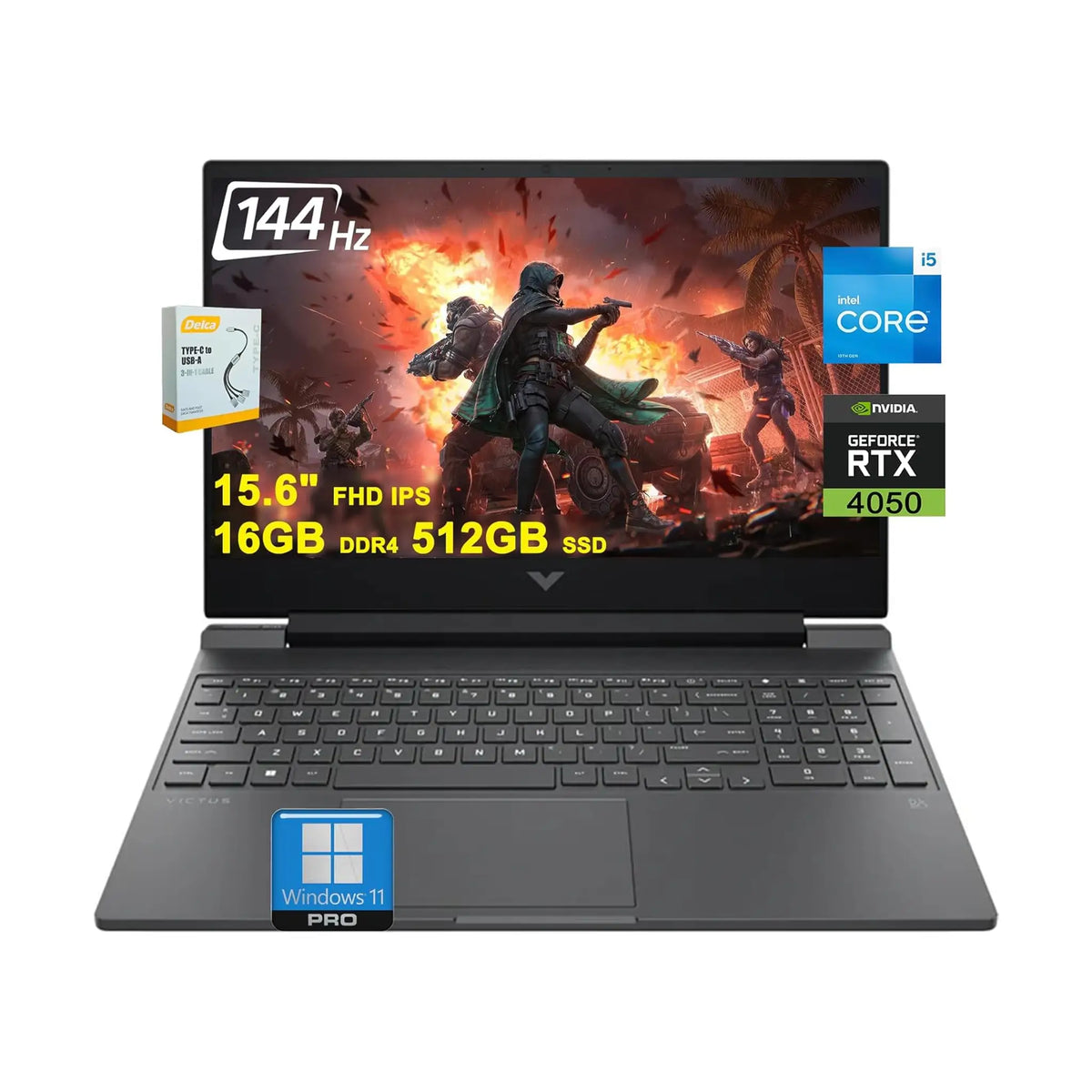 HP Victus 15.6" Gaming Laptop (2023) – FHD 144Hz, Intel Core i5-13420H, 16GB RAM, 1TB SSD, RTX 4050, Windows 11