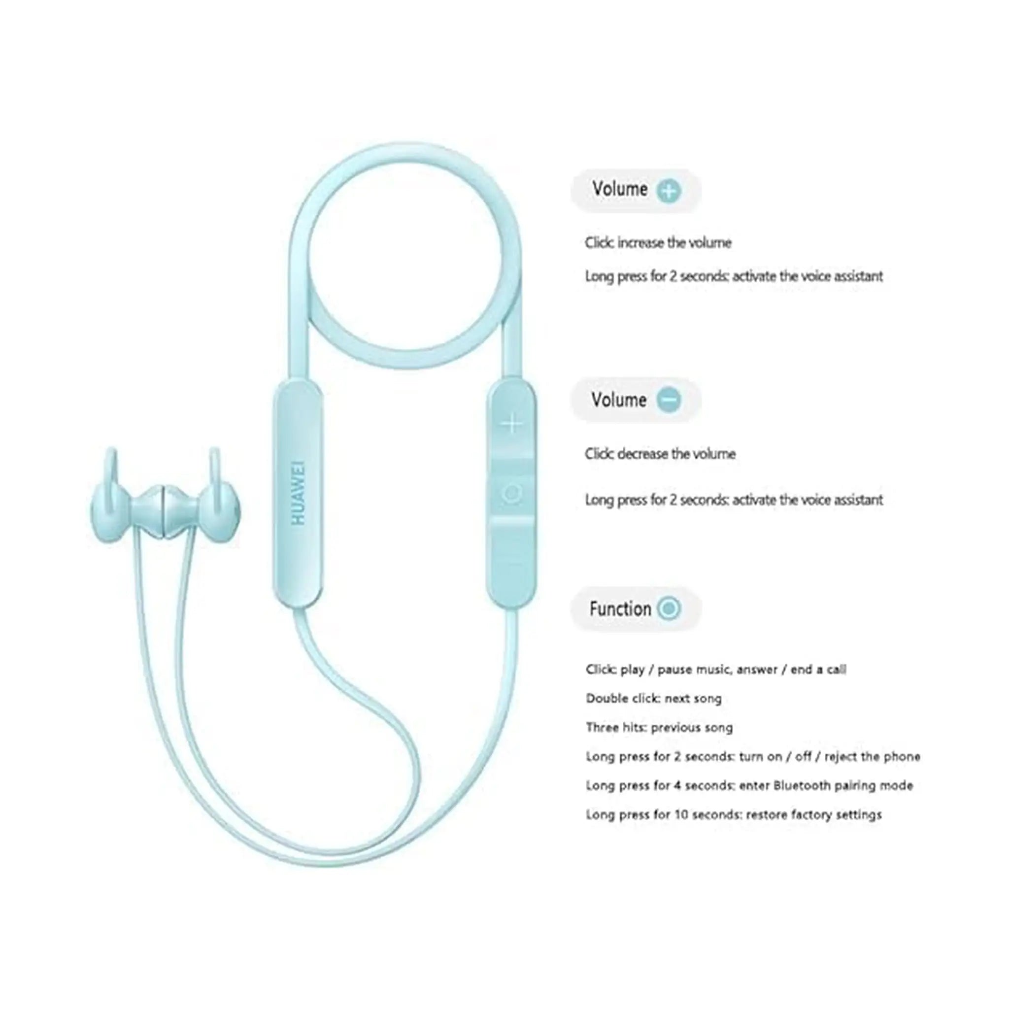 HUAWEI FreeLace Lite Wireless Earbuds M0003 IP55, AI Call Noise Reduction Headset - Blue