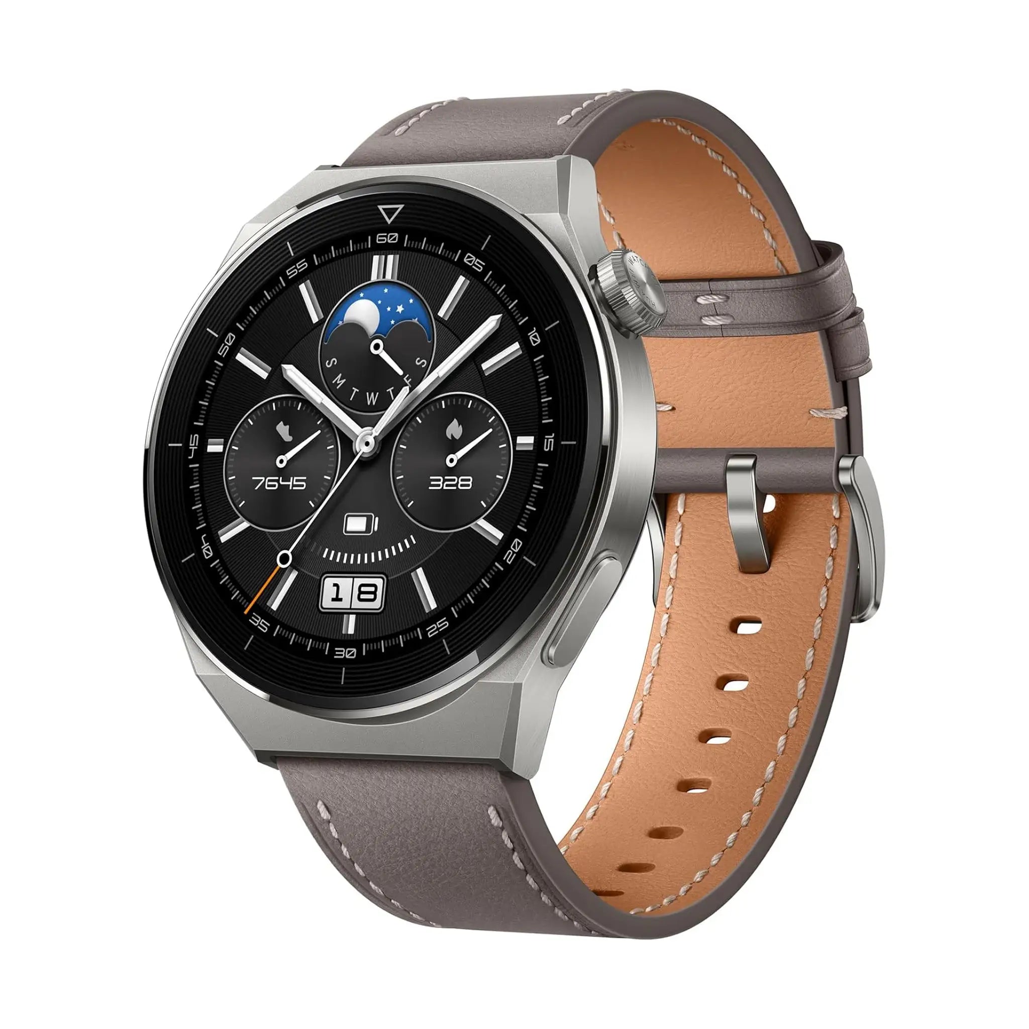 #Strap Material_Gray Leather Strap