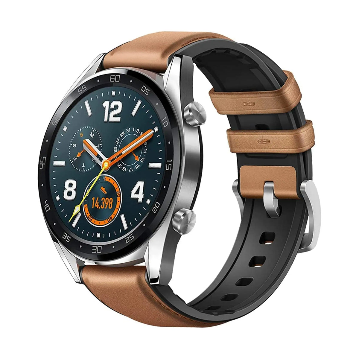 Huawei Watch GT Classic Stainless Steel, Hybrid Strap - Saddle Brown