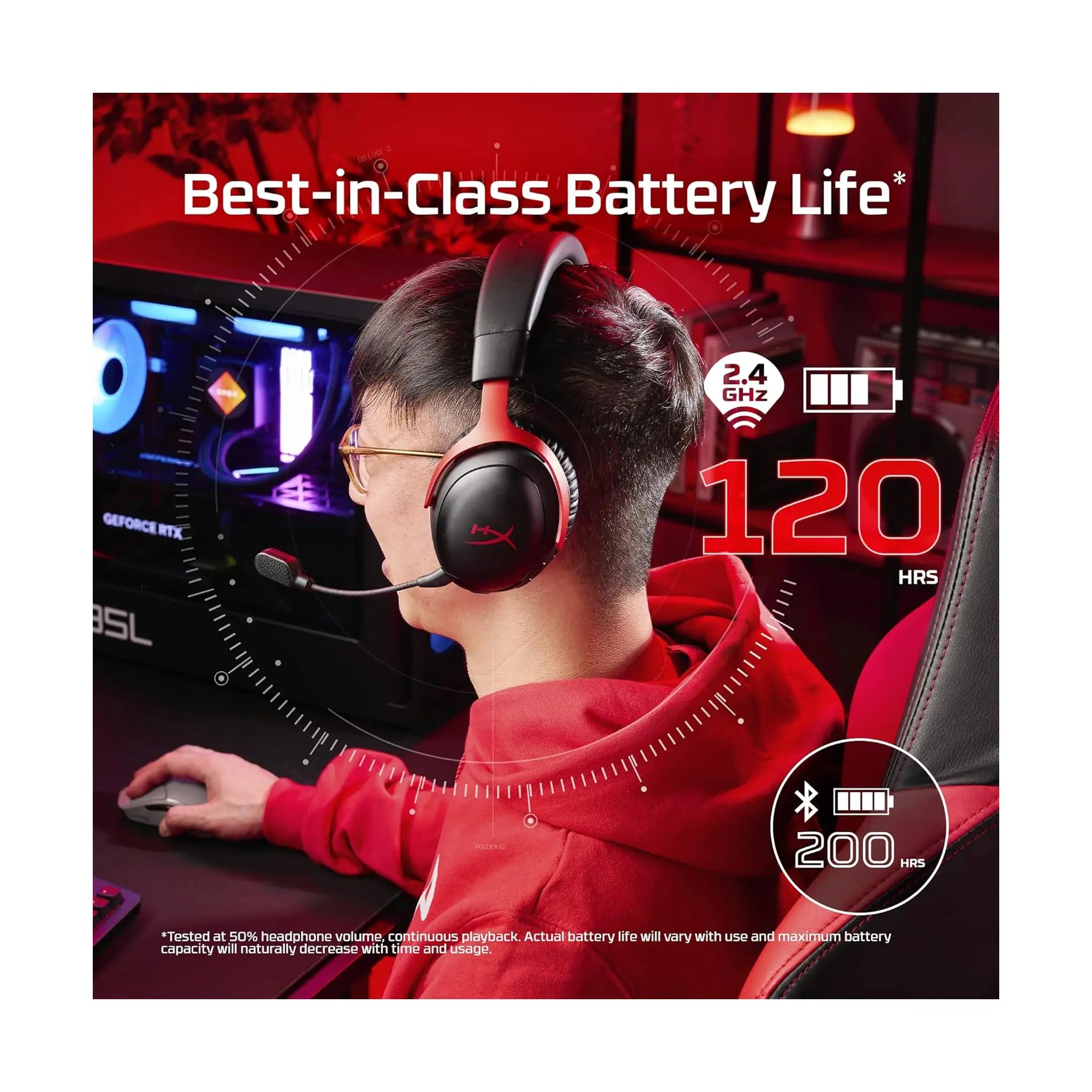 HyperX Cloud III S Wireless Gaming Headset - PC, PS5, PS4, Nintendo Switch, Mac and Mobile - Black-Red
