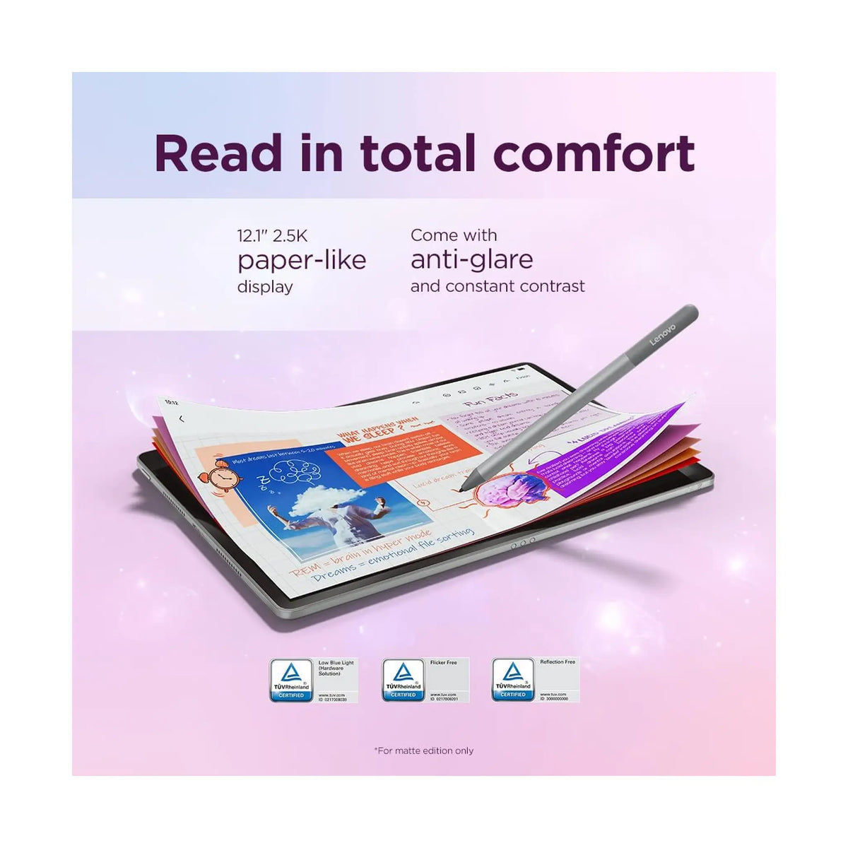 Lenovo Idea Tab Plus Tablet – 12.1" 2.5K IPS 90Hz, MediaTek Dimensity 6400, 8GB RAM, 256GB, Wi-Fi, Pen Included