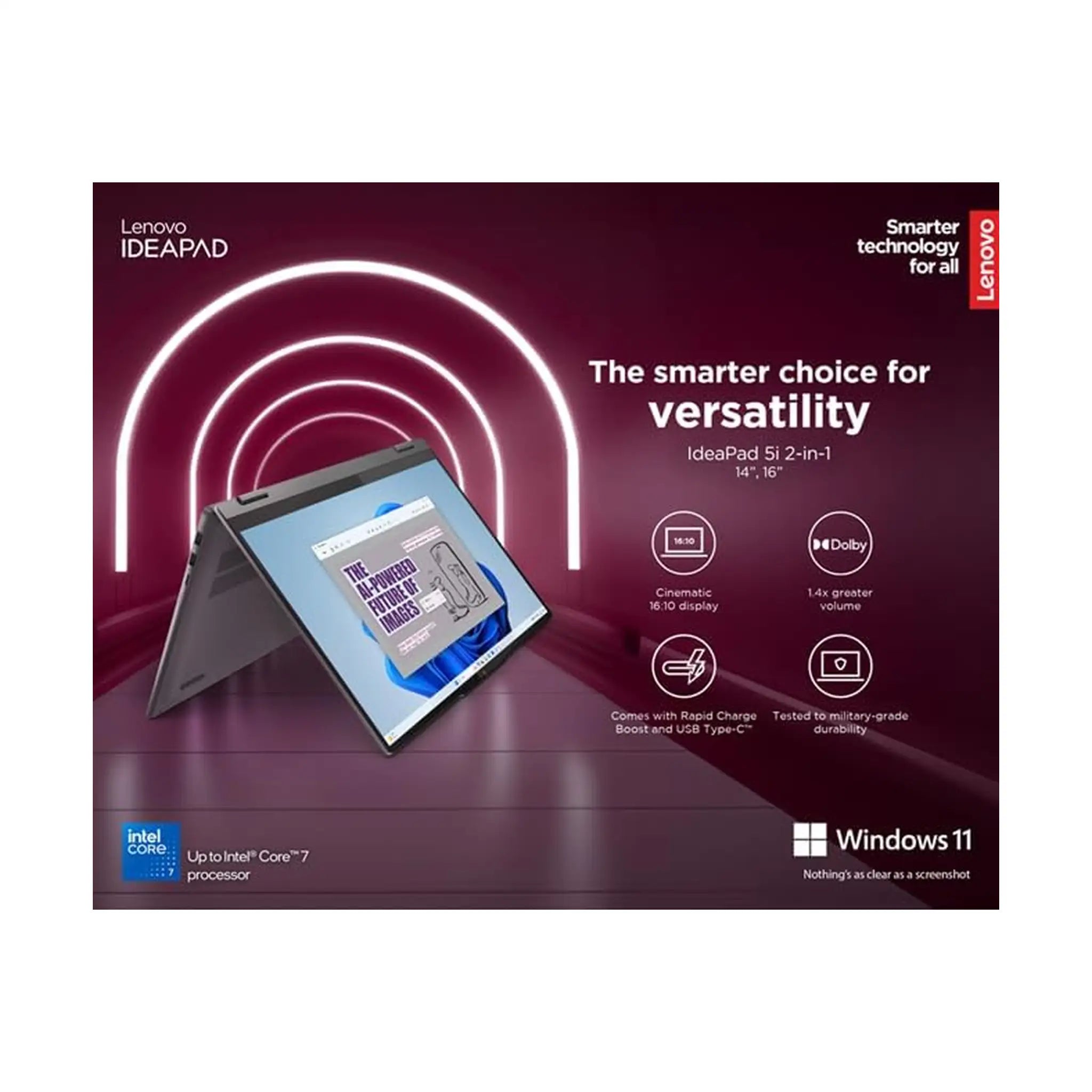 Lenovo IdeaPad 5 2‑in‑1 14IRU9 (2024) – 14" WUXGA OLED Touch, Intel Core 7 150U, 16GB RAM, 512GB SSD, Windows 11, Luna Grey