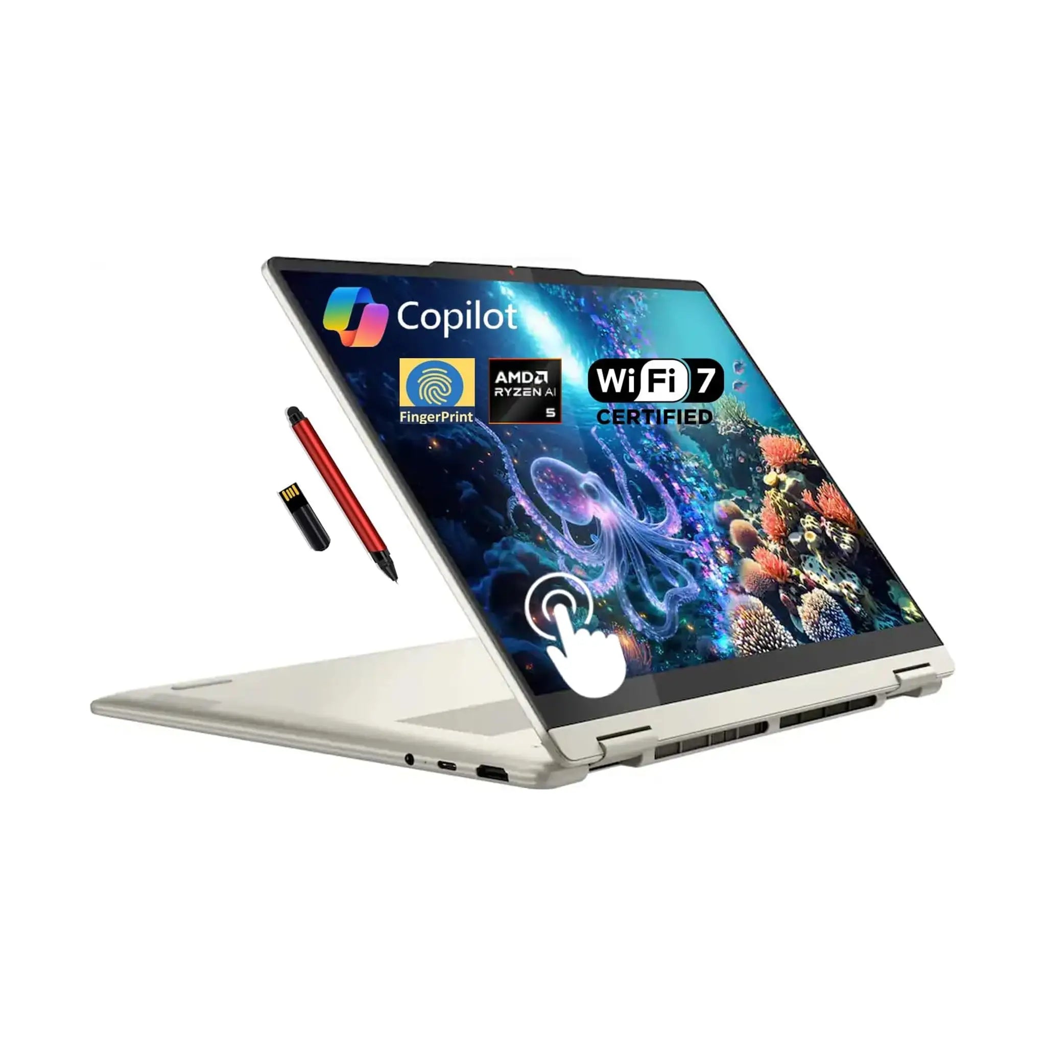 Lenovo Yoga 7 14" 2-in-1 Laptop (2025) – Ryzen AI 5 340, OLED Touchscreen, 16GB RAM, 521GB SSD