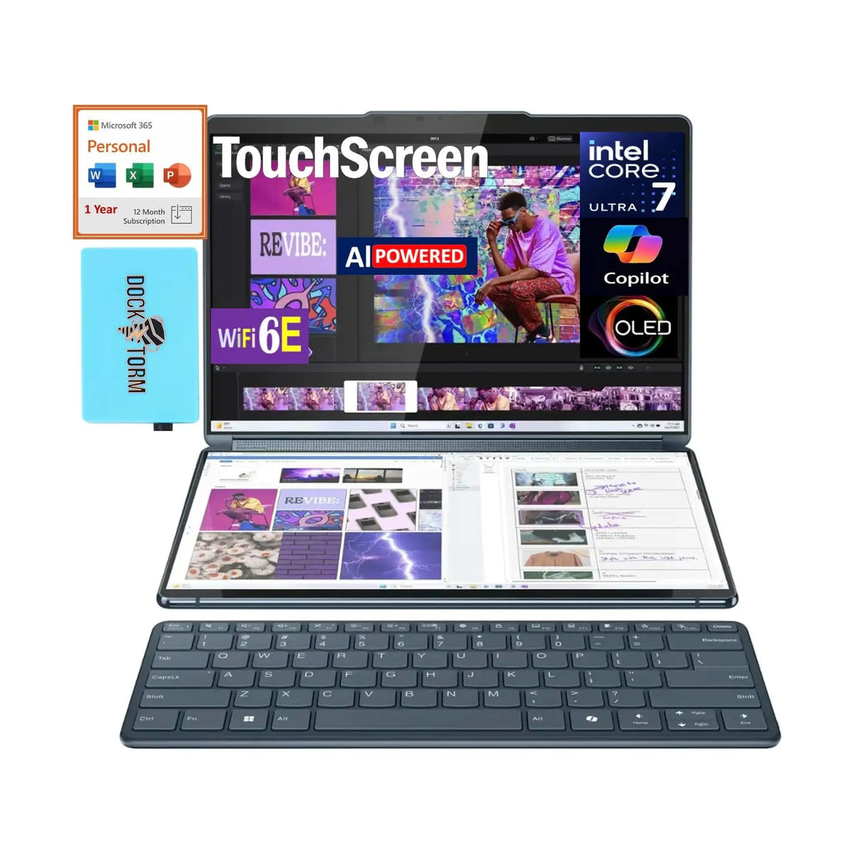 Lenovo Yoga Book 9i 2-in-1 Laptop (2024) – 13.3" OLED 2.8K Touch, Intel Core Ultra 7 155U, 16GB RAM, 1TB SSD, Windows 11 Home