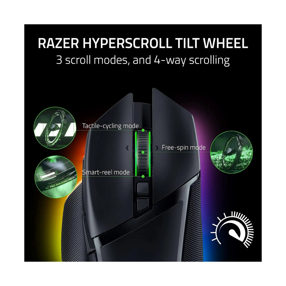 Razer Basilisk V3 Pro Wireless Gaming Mouse – 30K DPI Optical Sensor, HyperScroll Tilt Wheel, 13-Zone Chroma RGB, 3 Connection Modes, Black