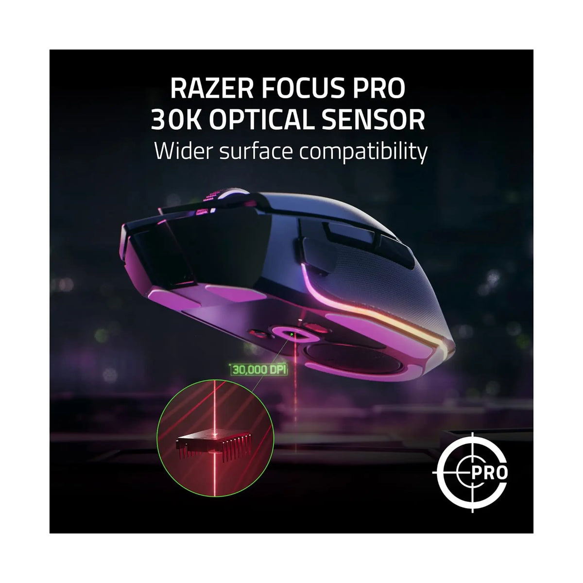 Razer Basilisk V3 Pro Wireless Gaming Mouse – 30K DPI Optical Sensor, HyperScroll Tilt Wheel, 13-Zone Chroma RGB, 3 Connection Modes, Black
