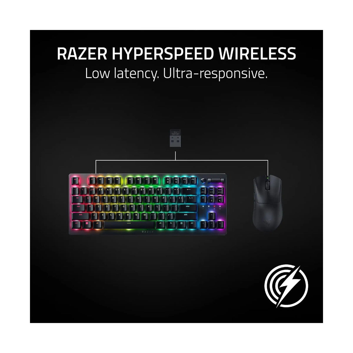 Razer DeathAdder V3 HyperSpeed Wireless Esports Gaming Mouse – 55g, Focus X 26K Optical Sensor, Up to 100 Hr Battery, Black