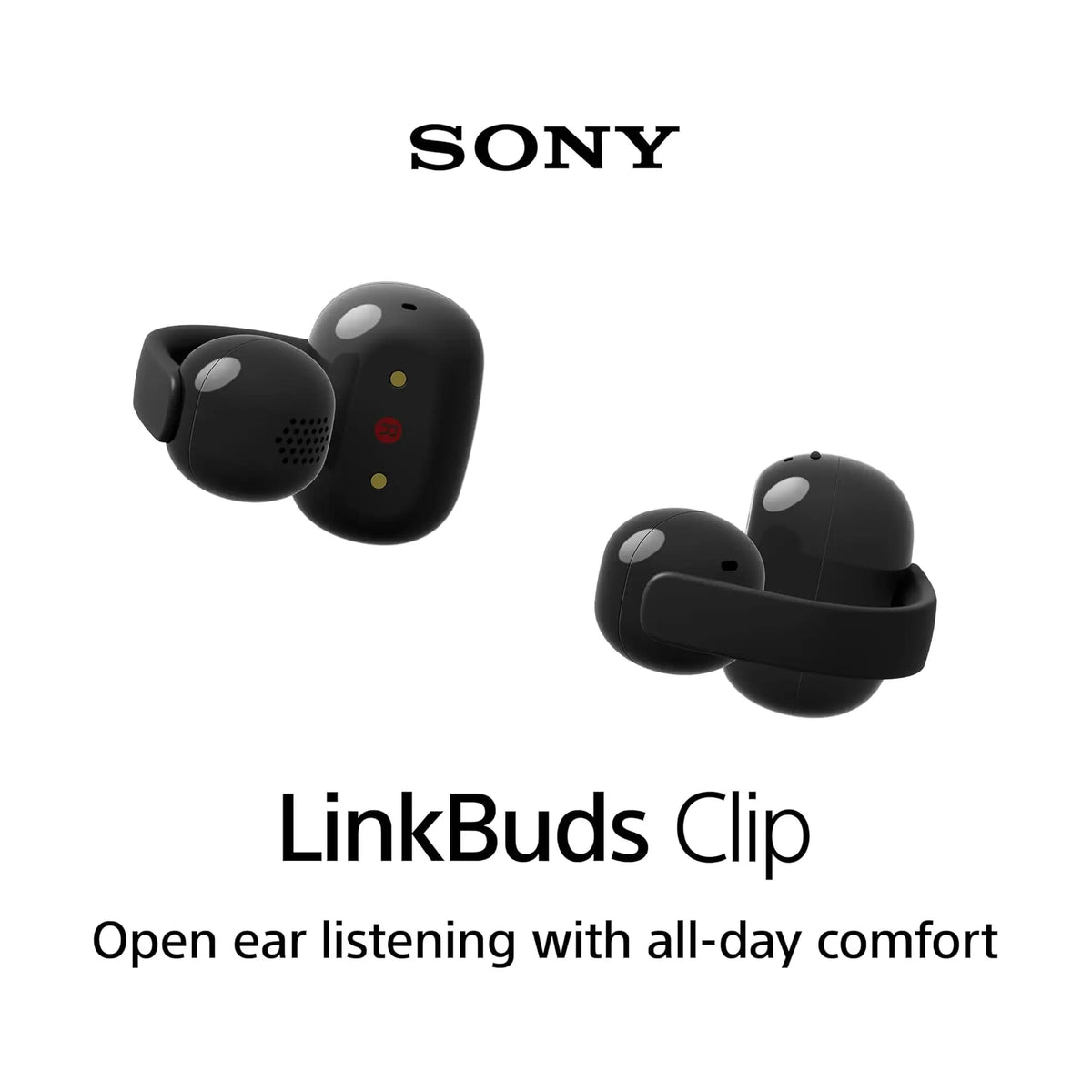 Sony LinkBuds Clip WF-LC900 Open-Ear True Wireless Earbuds – Clip-On Design, Ambient Sound Awareness, Water Resistant, up to 37 Hours Battery, Black