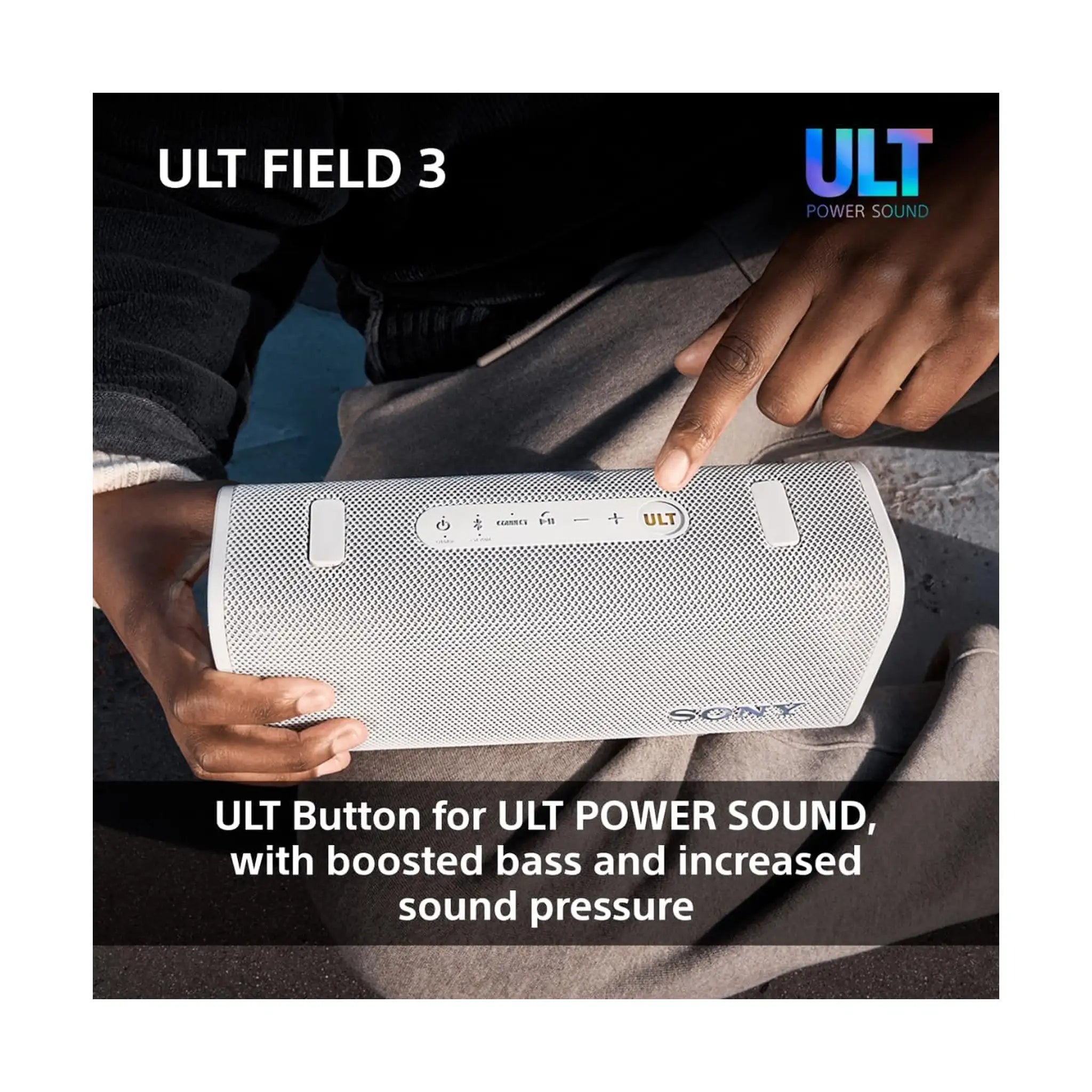 Sony ULT Field 3 Wireless Portable Bluetooth Speaker – IP67 Waterproof, Shockproof, Enhanced Bass, 24-Hour Battery, Shoulder Strap