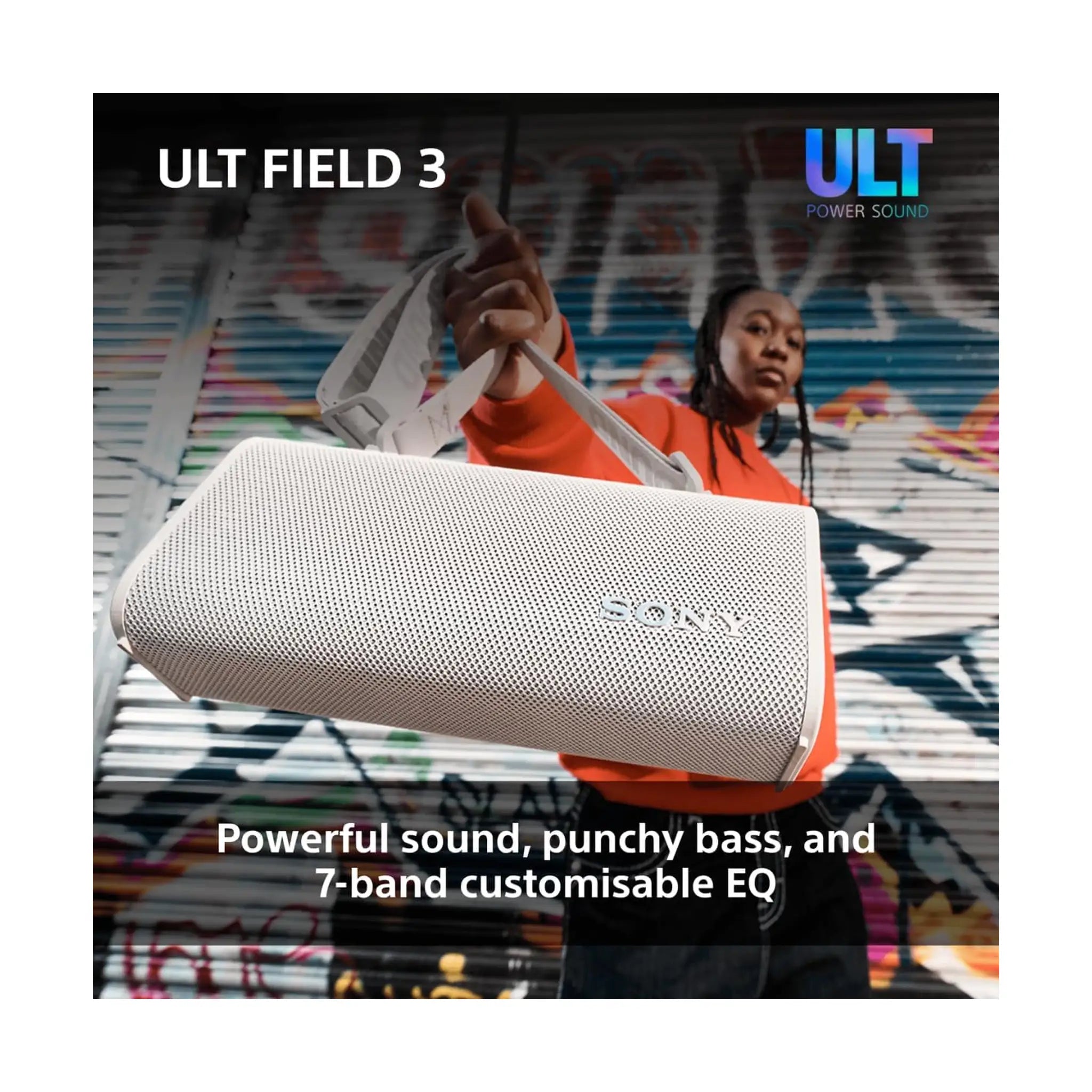 Sony ULT Field 3 Wireless Portable Bluetooth Speaker – IP67 Waterproof, Shockproof, Enhanced Bass, 24-Hour Battery, Shoulder Strap
