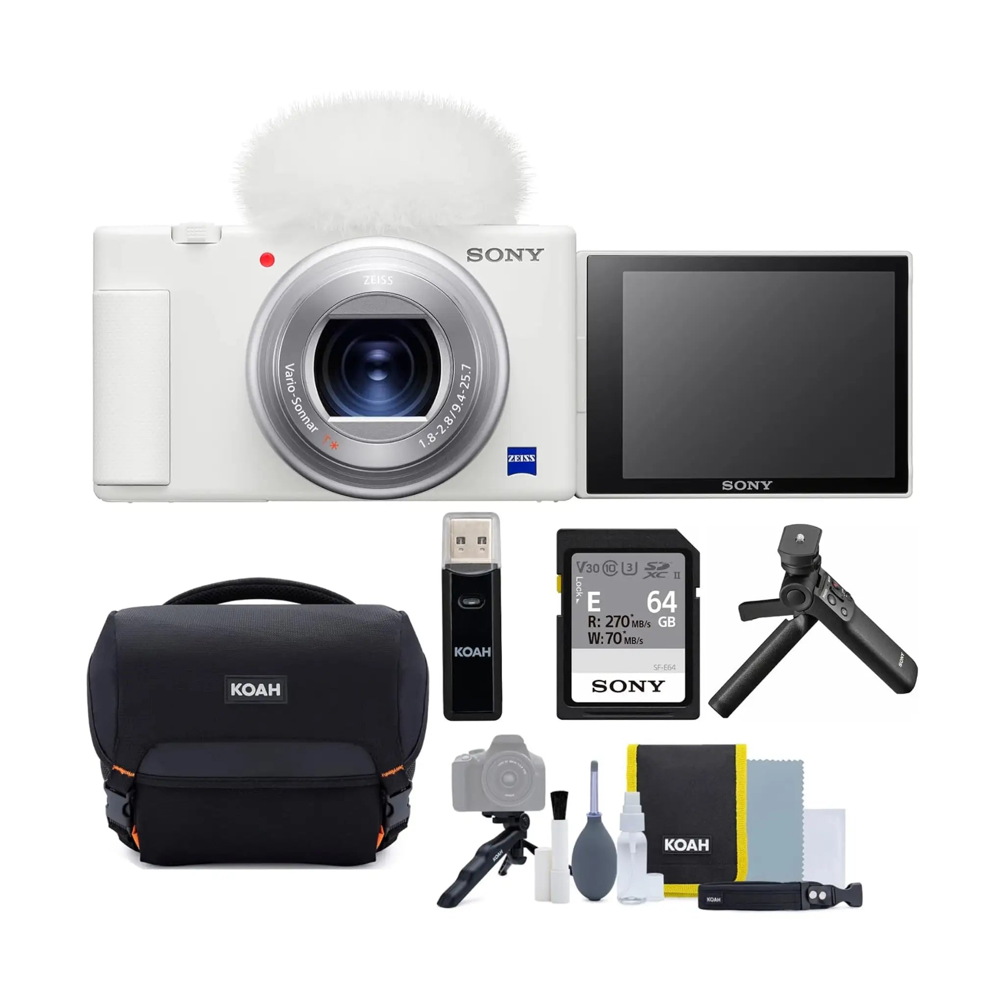 Sony ZV-1 Compact 4K Camera - White, Accessory Bundle
