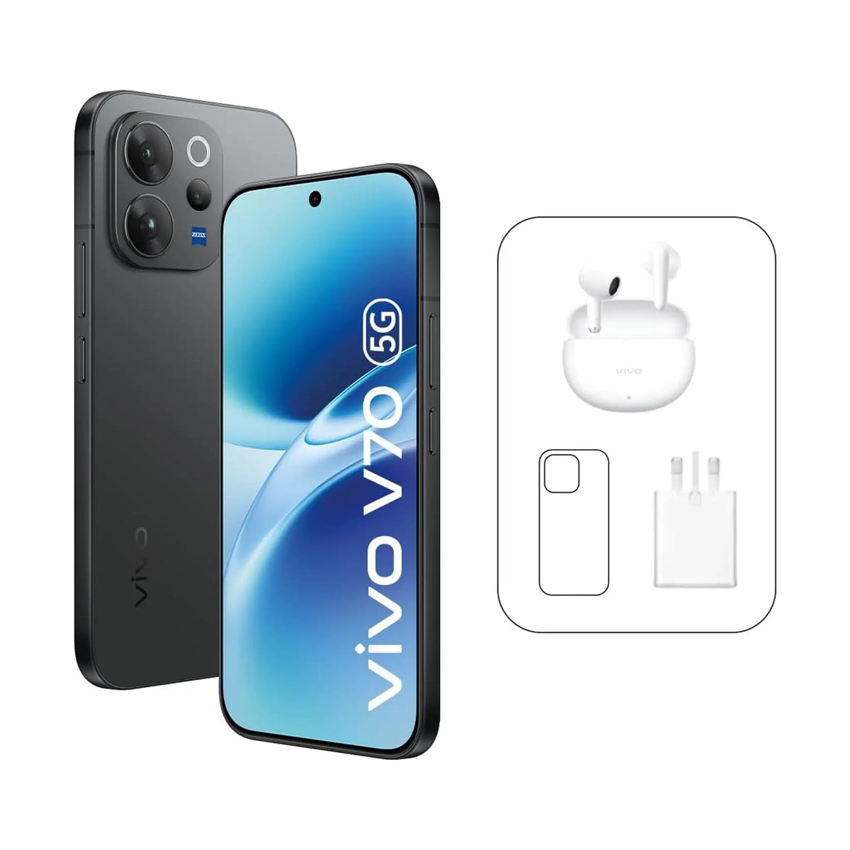 Vivo V70 5G – 50MP ZEISS Camera, 1.5K 120Hz AMOLED, 6500mAh, IP69 – Middle East Version