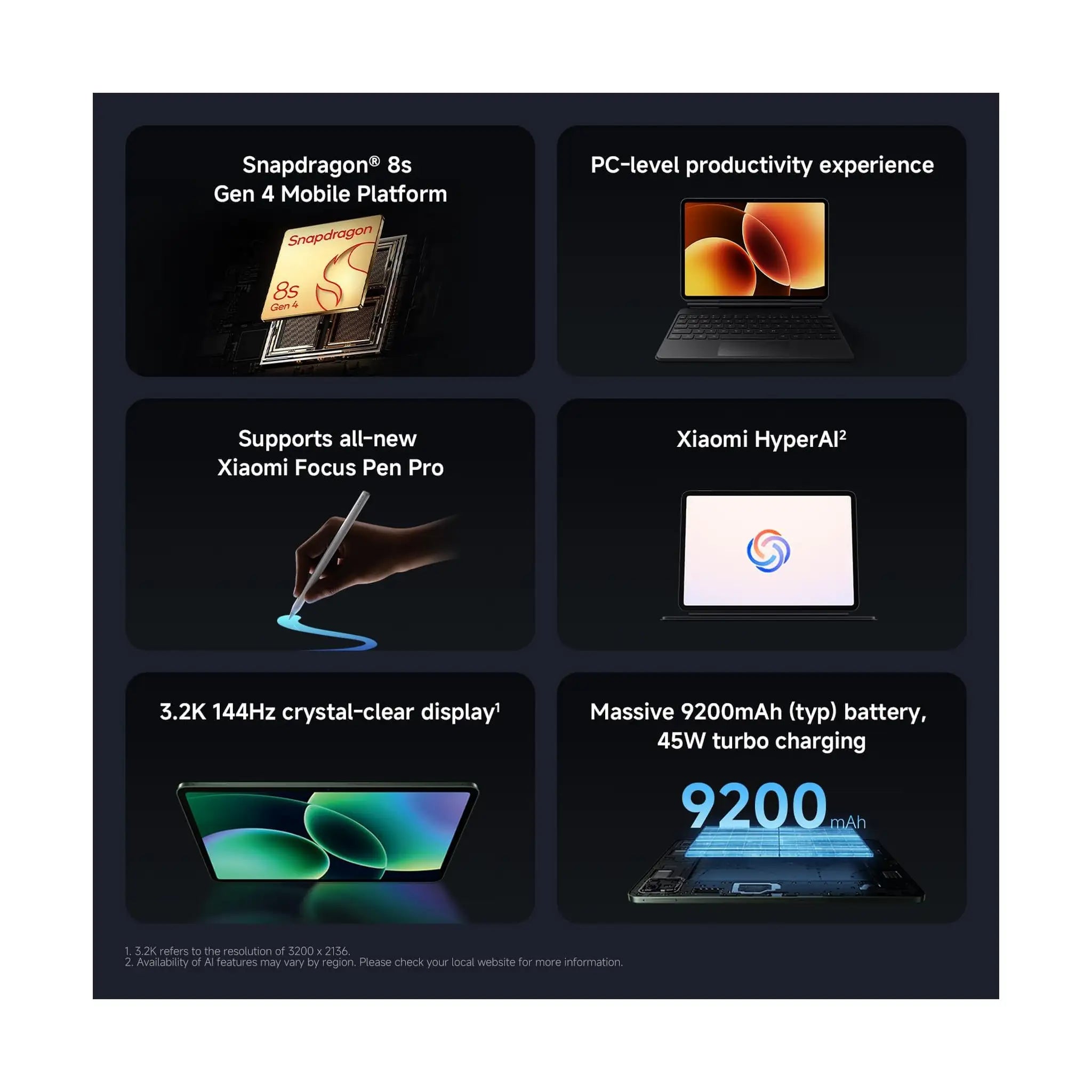 Xiaomi Pad 8 Tablet – 8GB RAM, 256GB Storage, 11.2" 3.2K 144Hz Display, Snapdragon 8s