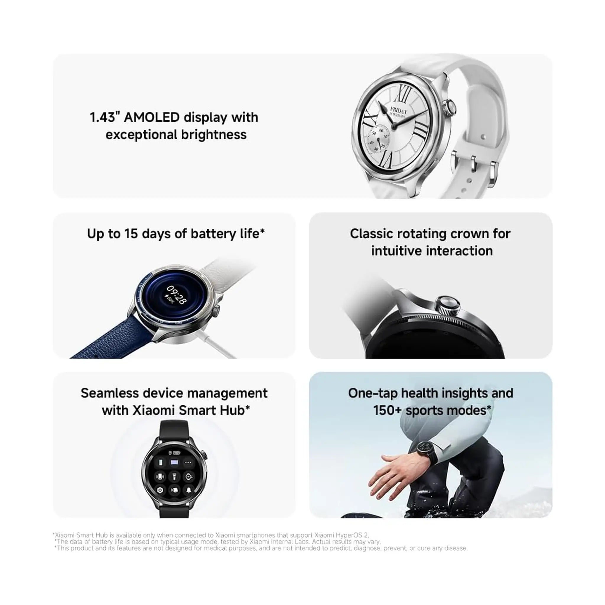 Xiaomi Watch S4 - 1.43" AMOLED - Bluetooth Calling - Noise Reduction - Advanced Health Tracking - Up to 15-Day Battery