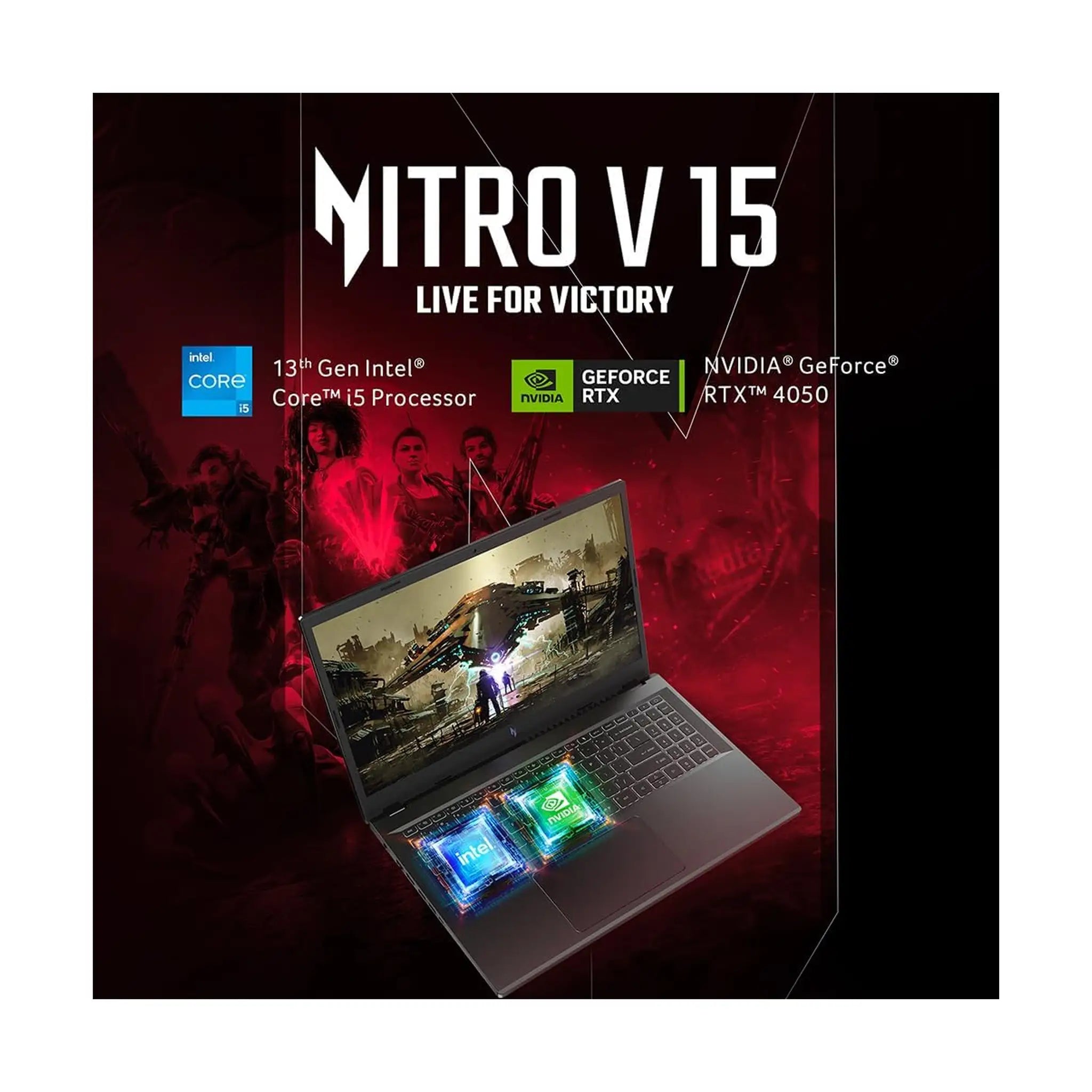 Acer Nitro 5 Gaming Laptop 12th Gen Intel Core i7-12650H 10 Cores Upto 4.70GHz/16GB DDR4 RAM/512GB SSD/6GB NVIDIA GeForce RTX 4050 Graphics/15.6" FHD IPS 144Hz/Win 11 Home/Killer WiFi-6/Obsidian Black