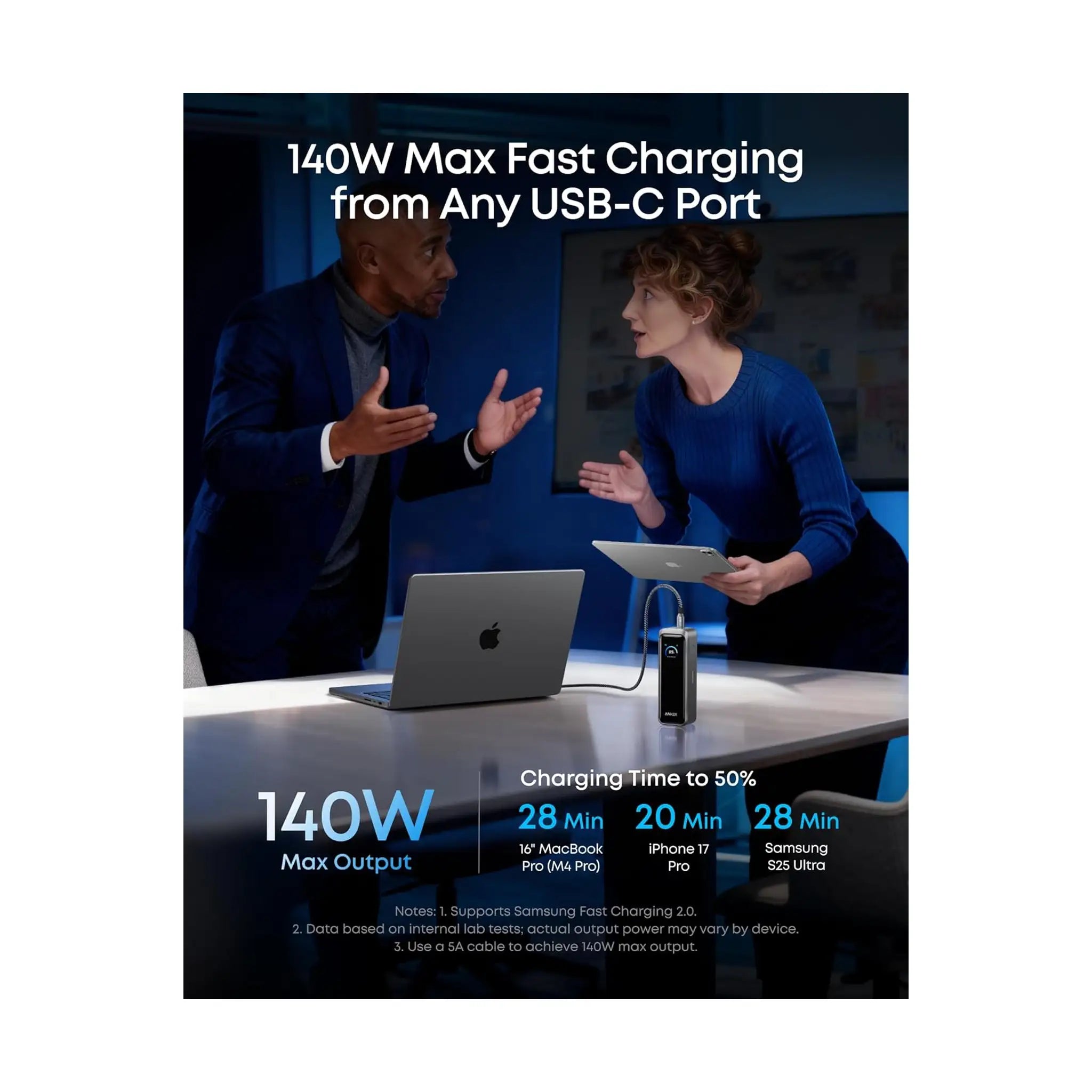 Anker Prime Power Bank – 20,100mAh 3-Port 220W Two-Way Fast Charging Portable Charger