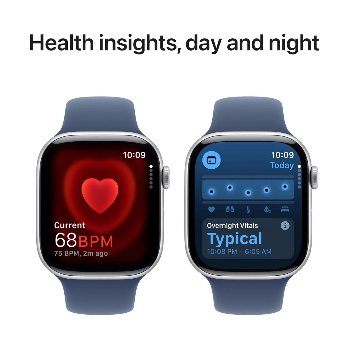 Apple Watch Series 10 46mm Smartwatch – Always-On Retina Display, ECG App, Water Resistant, Silver Aluminum Case with Denim Sport Band M/L