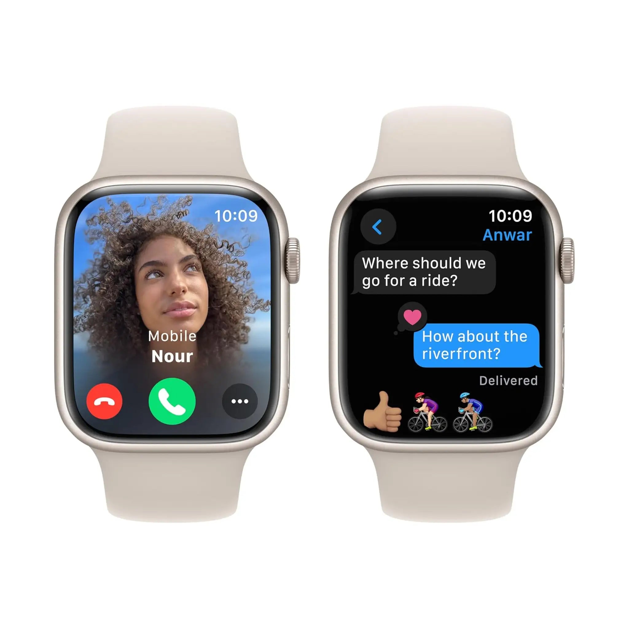Apple Watch Series 9 (GPS, Renewed) - 41mm, Starlight Aluminum, Starlight Sport Band - M/L