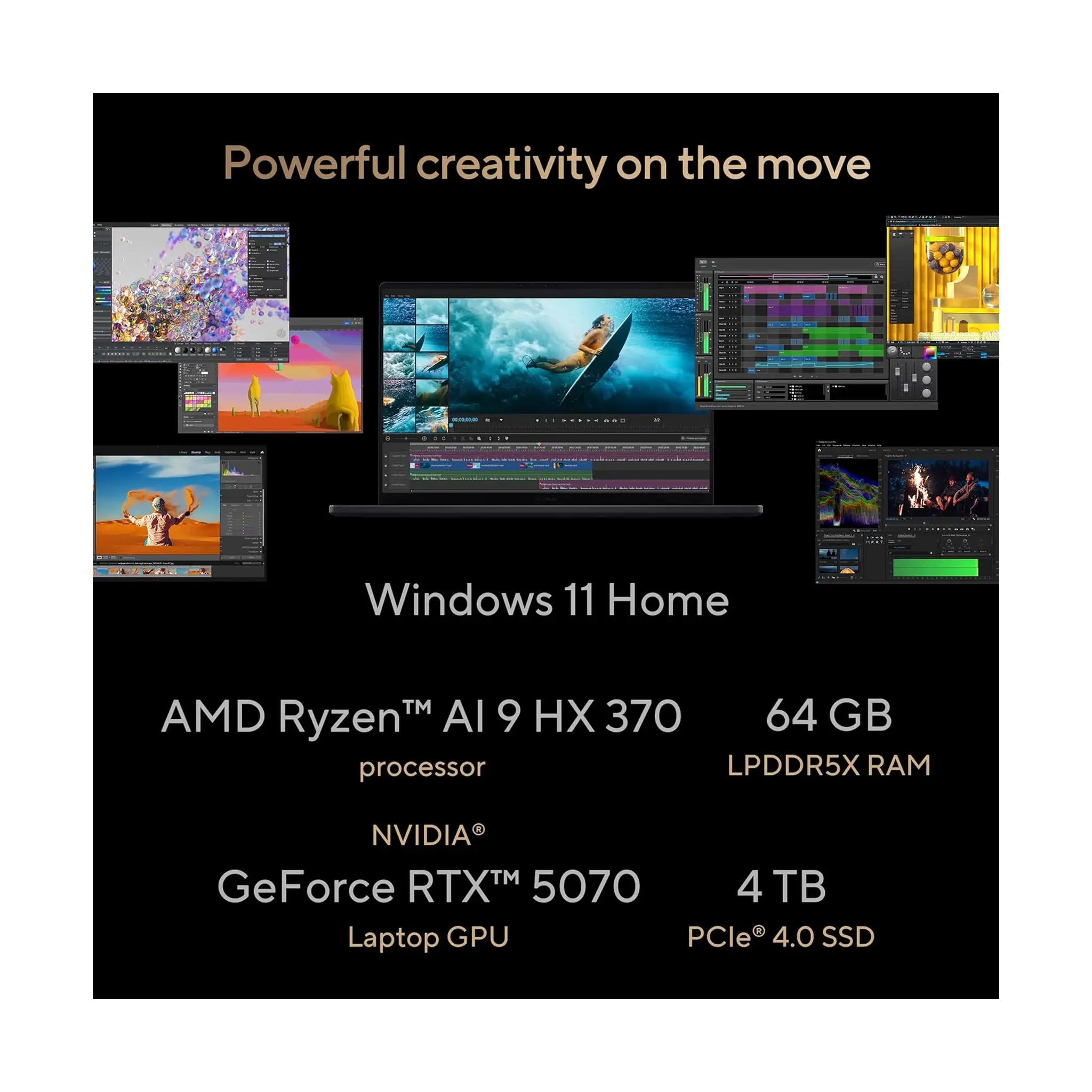 ASUS ProArt P16 Laptop (2024) – 16" 4K OLED 120Hz, Ryzen AI 9 HX 370, Windows 11