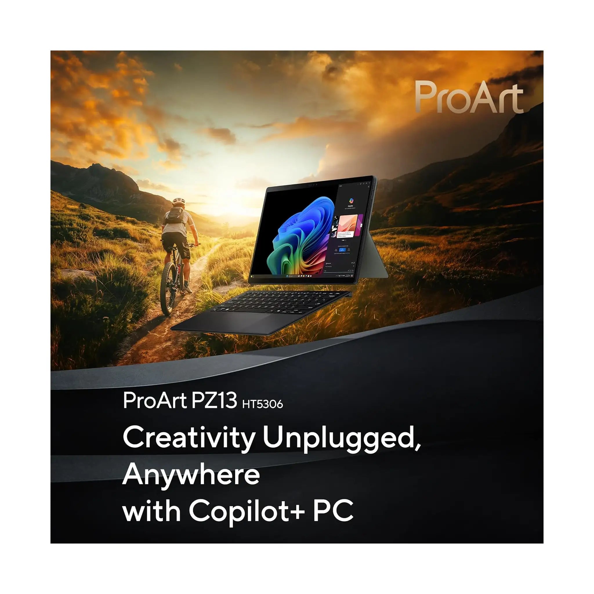 ASUS ProArt PZ13 (2024) OLED Touch 2‑in‑1 Laptop – 13.3" 3K OLED , Snapdragon X Plus X1P-42-100, 16GB RAM, 1TB SSD, Windows 11, with Stylus Pen, Nano Black [HT5306QA]