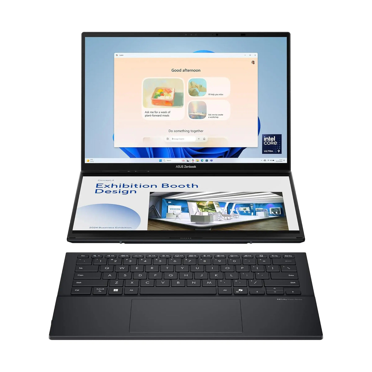 ASUS Zenbook Duo Touchscreen Laptop (2025) – 14" 3K 120Hz OLED Touch, Intel Ultra 9-285H, 32GB RAM, 2TB SSD, Windows 11 Home, Basalt Gray [UX8406CA-PZ005W]