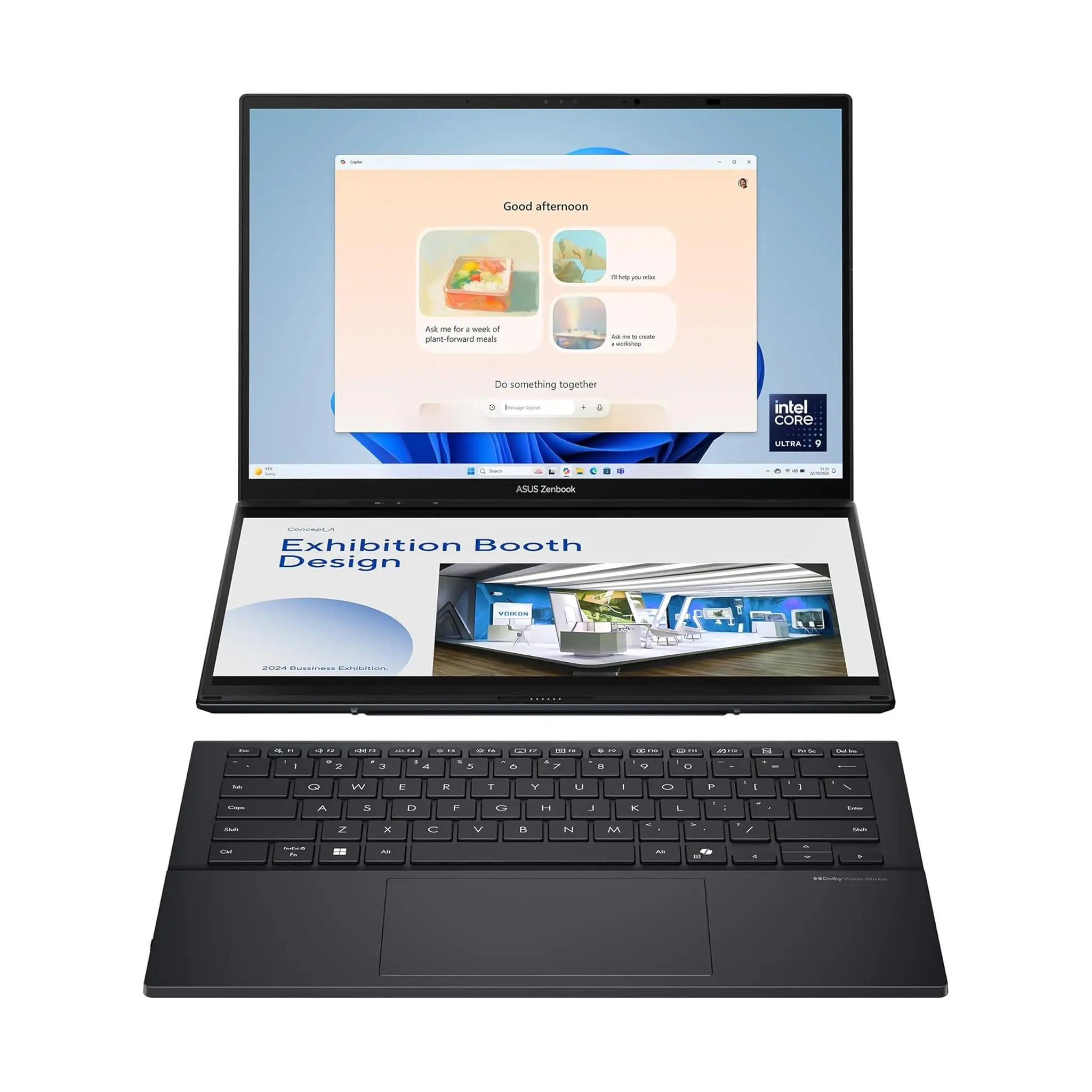 ASUS Zenbook Duo Touchscreen Laptop (2025) – 14" 3K 120Hz OLED Touch, Intel Ultra 9-285H, 32GB RAM, 2TB SSD, Windows 11 Home, Basalt Gray [UX8406CA-PZ005W]