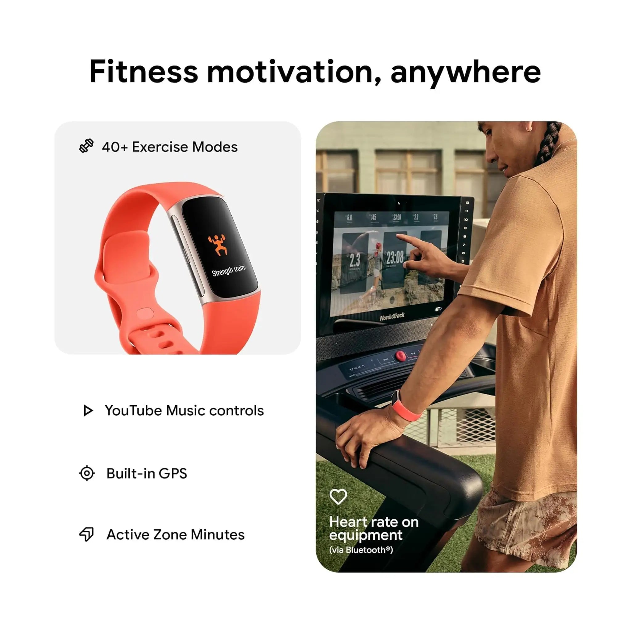 Fitbit Google Charge 6 Activity Tracker - Coral