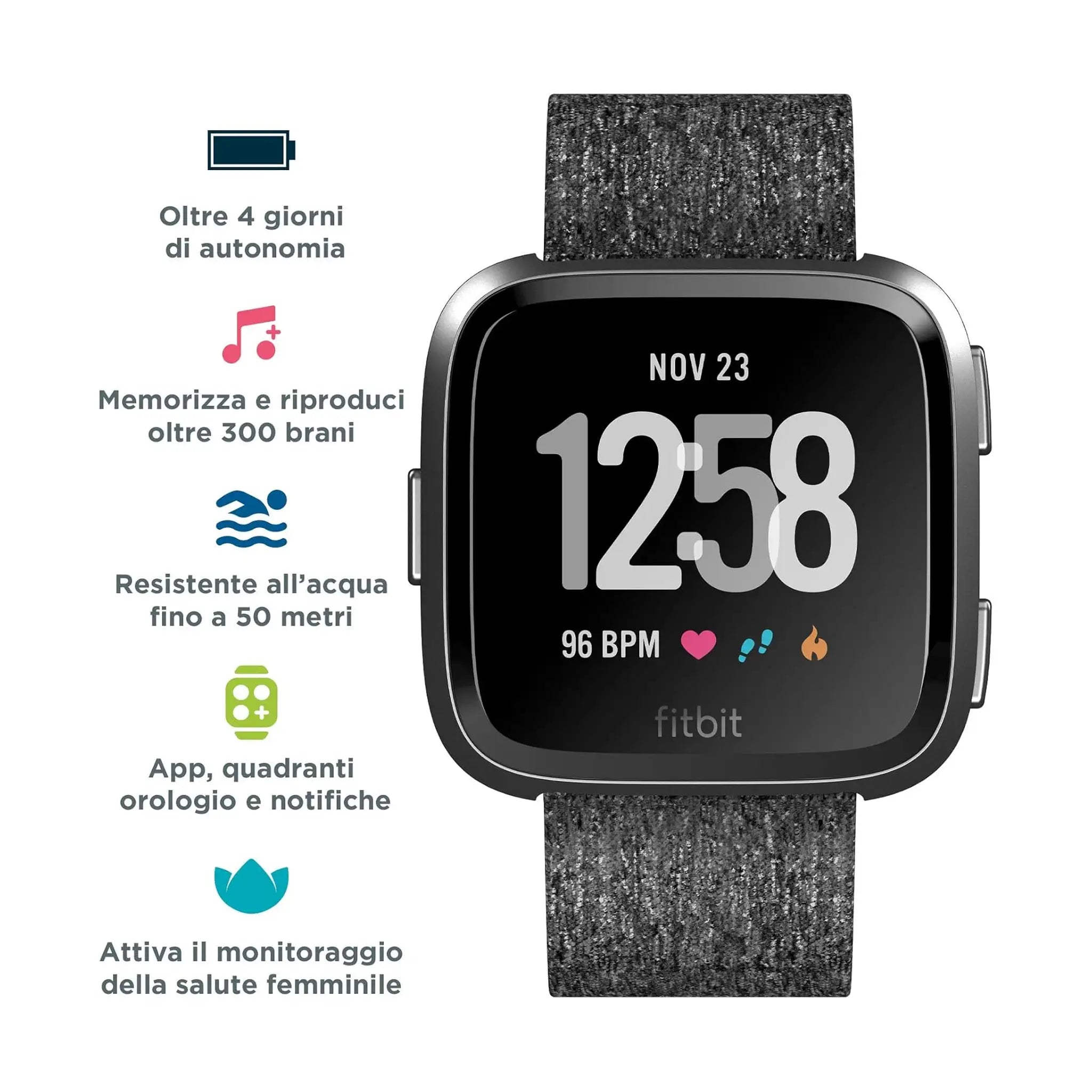 Fitbit Versa Smartwatch - Charcoal Woven
