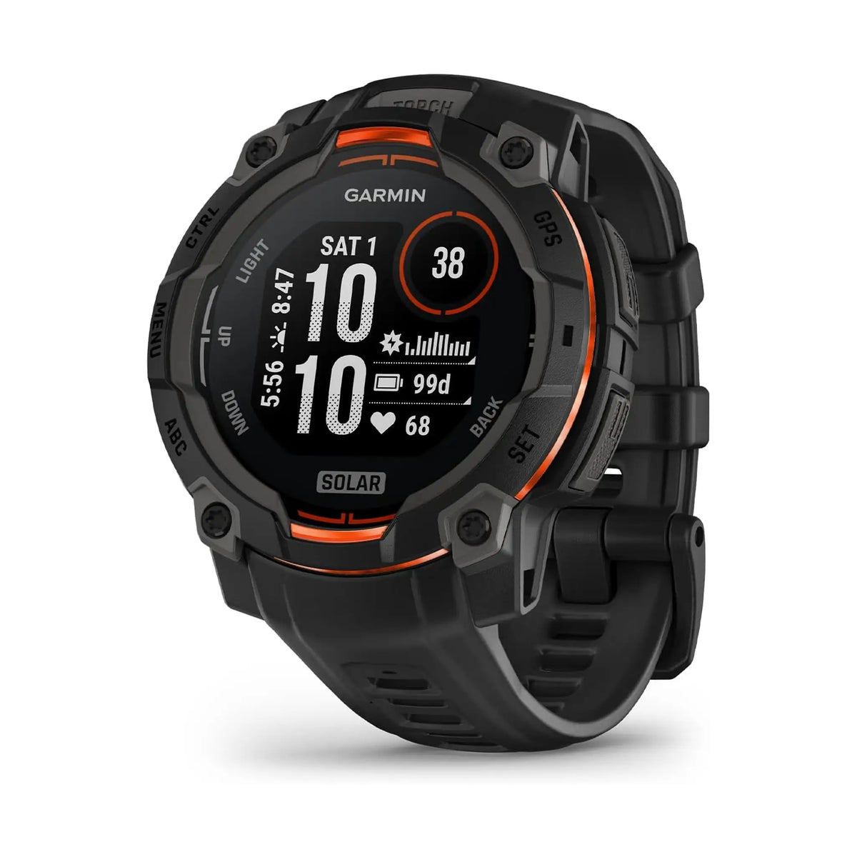 Garmin Instinct 3 Solar 45mm Rugged GPS Smartwatch – Solar Charging, Unlimited Battery in Smartwatch Mode, Built-in Flashlight, Black