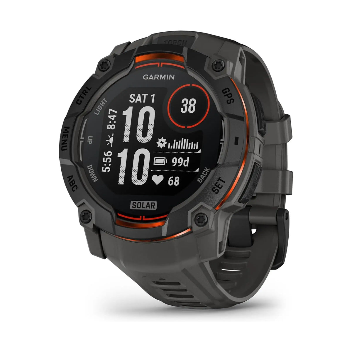 Garmin Instinct 3 Solar 50mm Rugged GPS Smartwatch – Solar Charging, Unlimited Battery in Smartwatch Mode, Built-in Flashlight