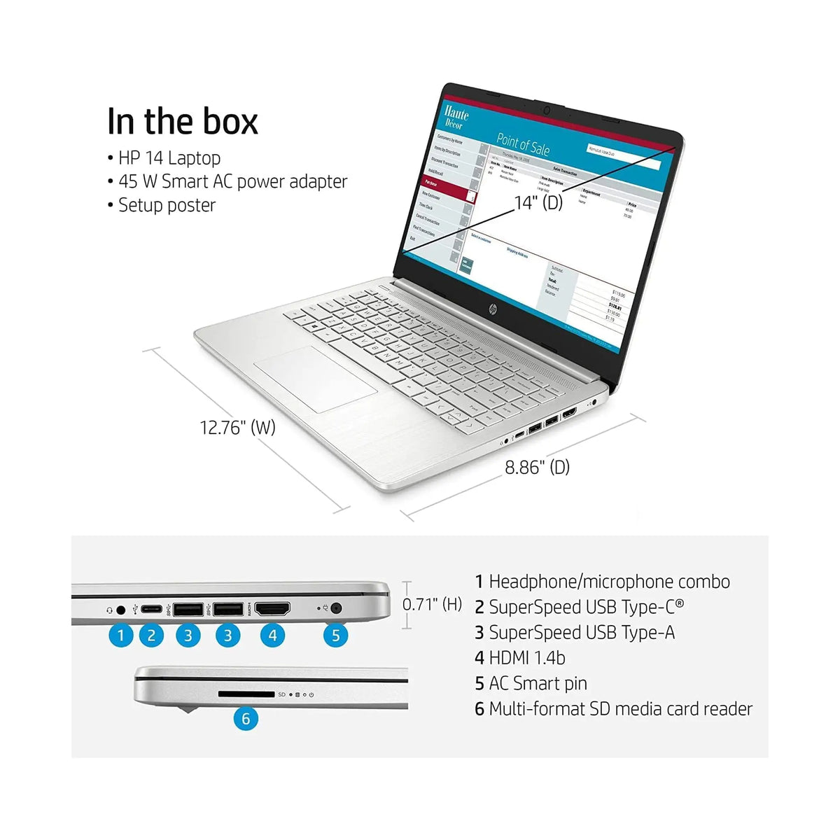 HP 14" Business (2022) Laptop – HD, Intel Core i5-1135G7, 16GB RAM, 512GB SSD, Windows 11 Pro