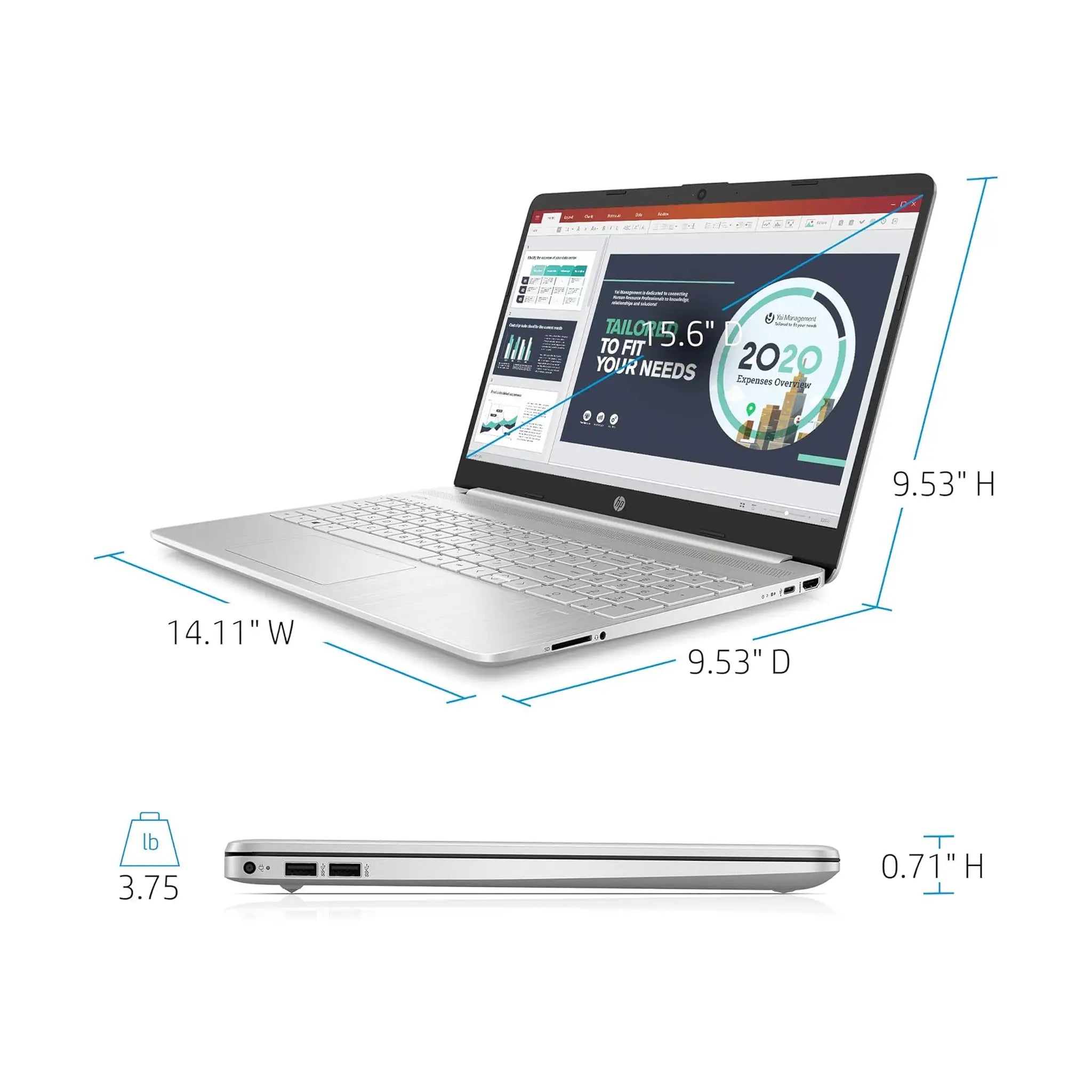 HP 15.6" (2022) Laptop – HD, Intel Core i3-1125G4 (4 core), 12GB RAM, 256GB SSD, Windows 11