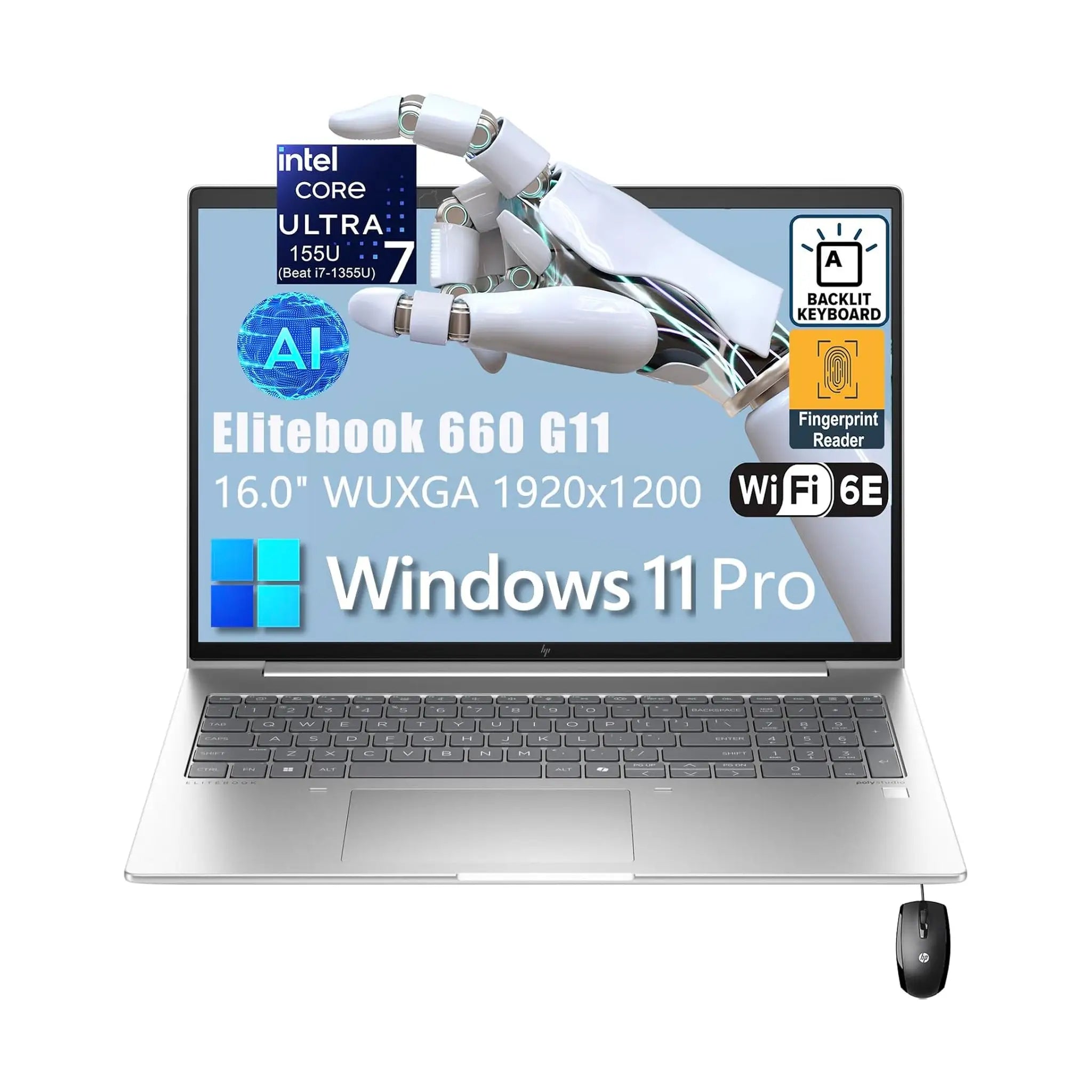 HP EliteBook 660 G11 16" (2024) Laptop – FHD+, Intel Core Ultra 7 155U, 64GB RAM, 1TB SSD, Windows 11 Pro